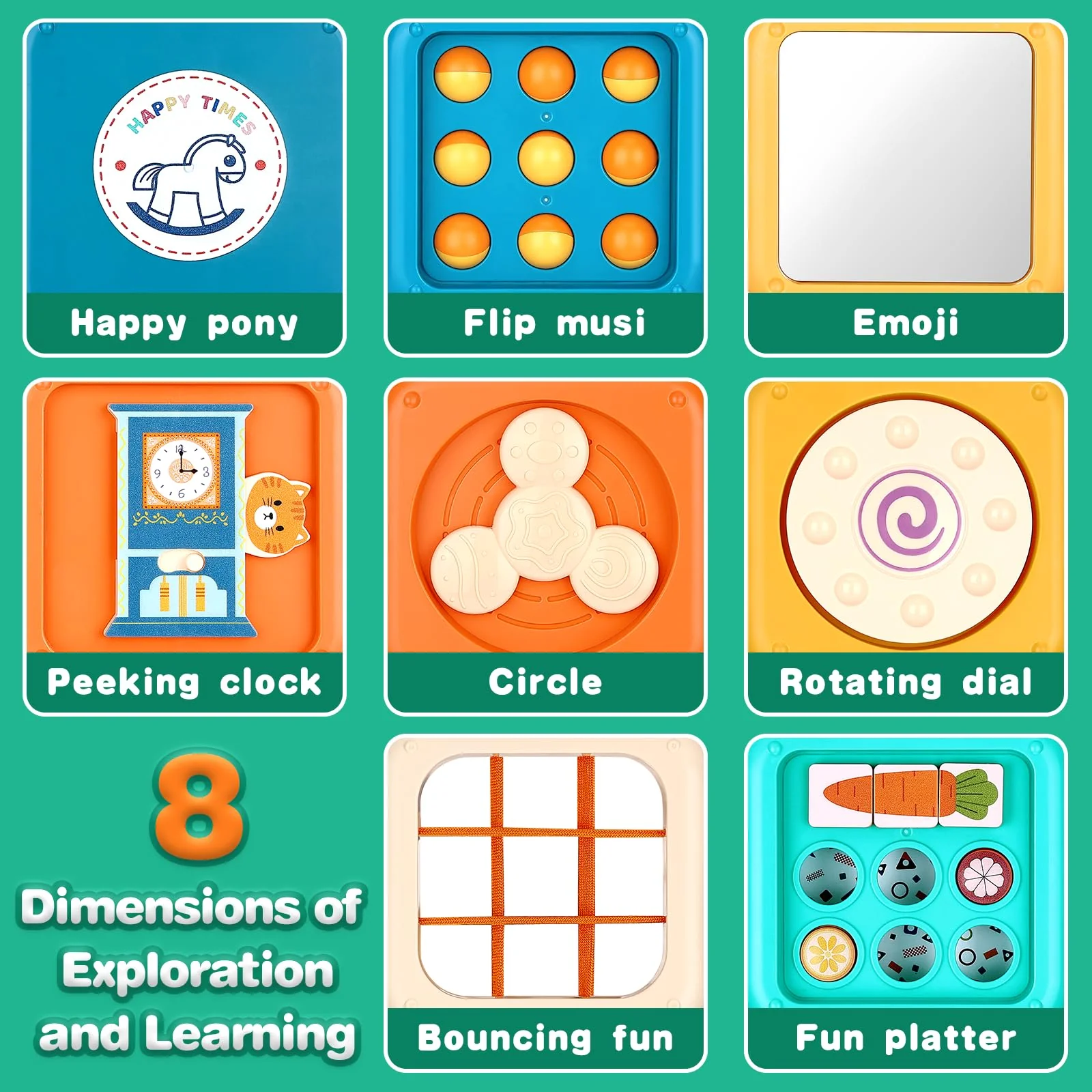 Mexgcom Busy Board Baby, Montessori Spielzeug ab 1 2 3 Jahr, Sensorik Spielzeug Baby für Fördert Motorik und Kognition, Motorikbrett Kleinkinder Toy für Unterwegs - Image 6