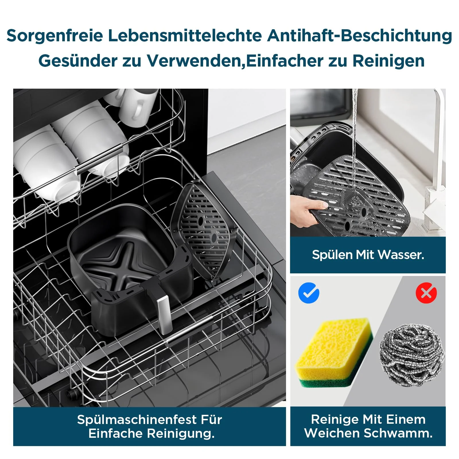 Midea Heißluftfritteuse 5L Fassungsvermögen, HeatXpress Technologie 90% weniger Öl, Energie- und Zeitersparnis mit 7 Voreinstellungen, Easy-View Fenster & Licht, Antihaft, Schwarz - Image 4