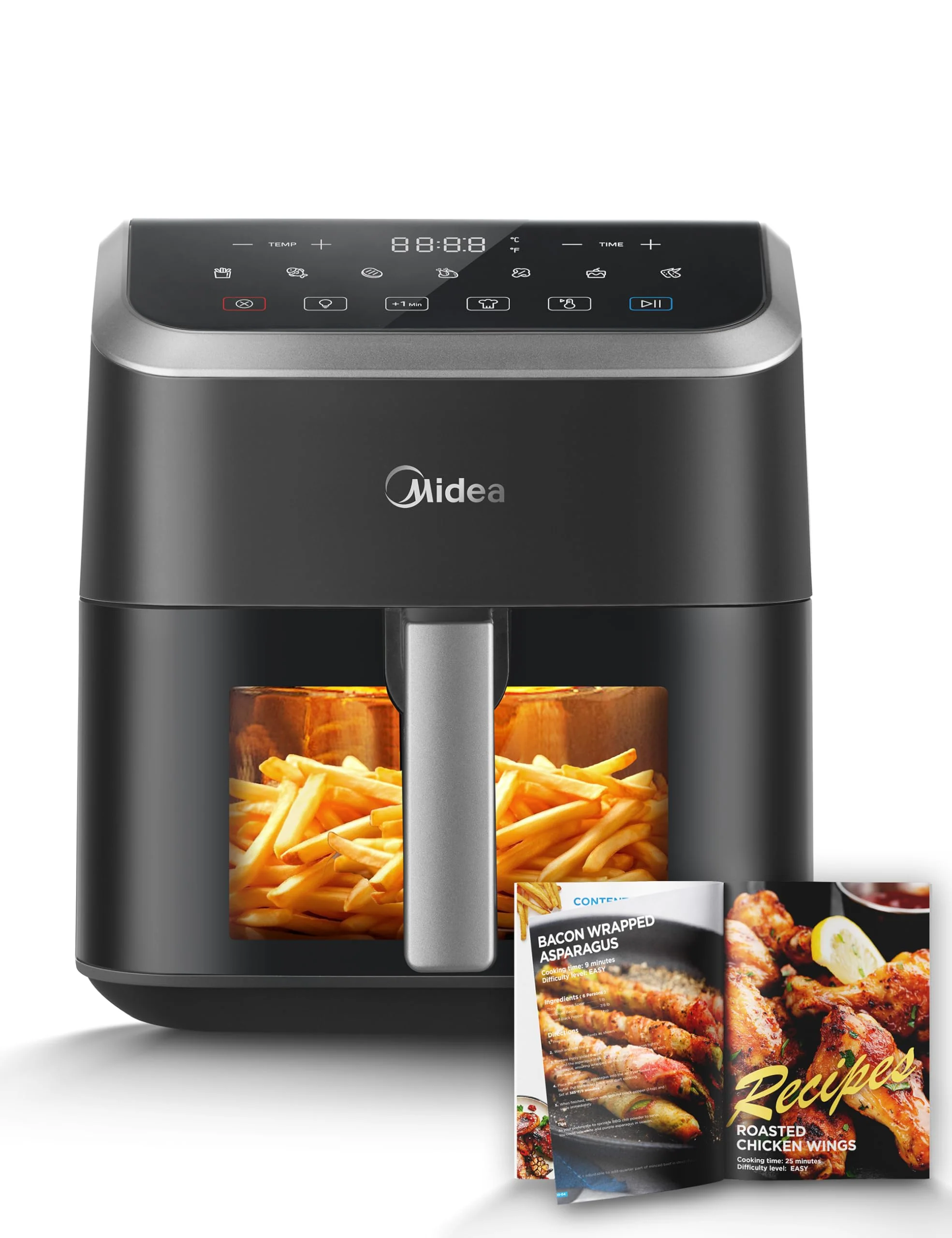 Midea Heißluftfritteuse 5L Fassungsvermögen, HeatXpress Technologie 90% weniger Öl, Energie- und Zeitersparnis mit 7 Voreinstellungen, Easy-View Fenster & Licht, Antihaft, Schwarz - Image 5