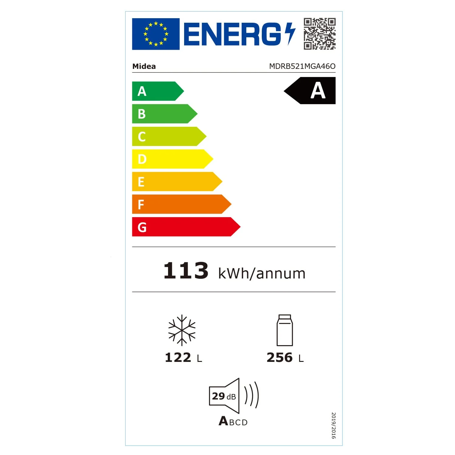 Midea MDRB521MGA46O Kühl-/Gefrierkombination/NoFrost/Besonders leise 29dB/Inverter Kompressor/Niedrigtemperaturzone/180° Verstellbare Gefrierfach-Schublade/201 cm hoch/256 L Kühlteil/122 L Gefrierteil - Image 9