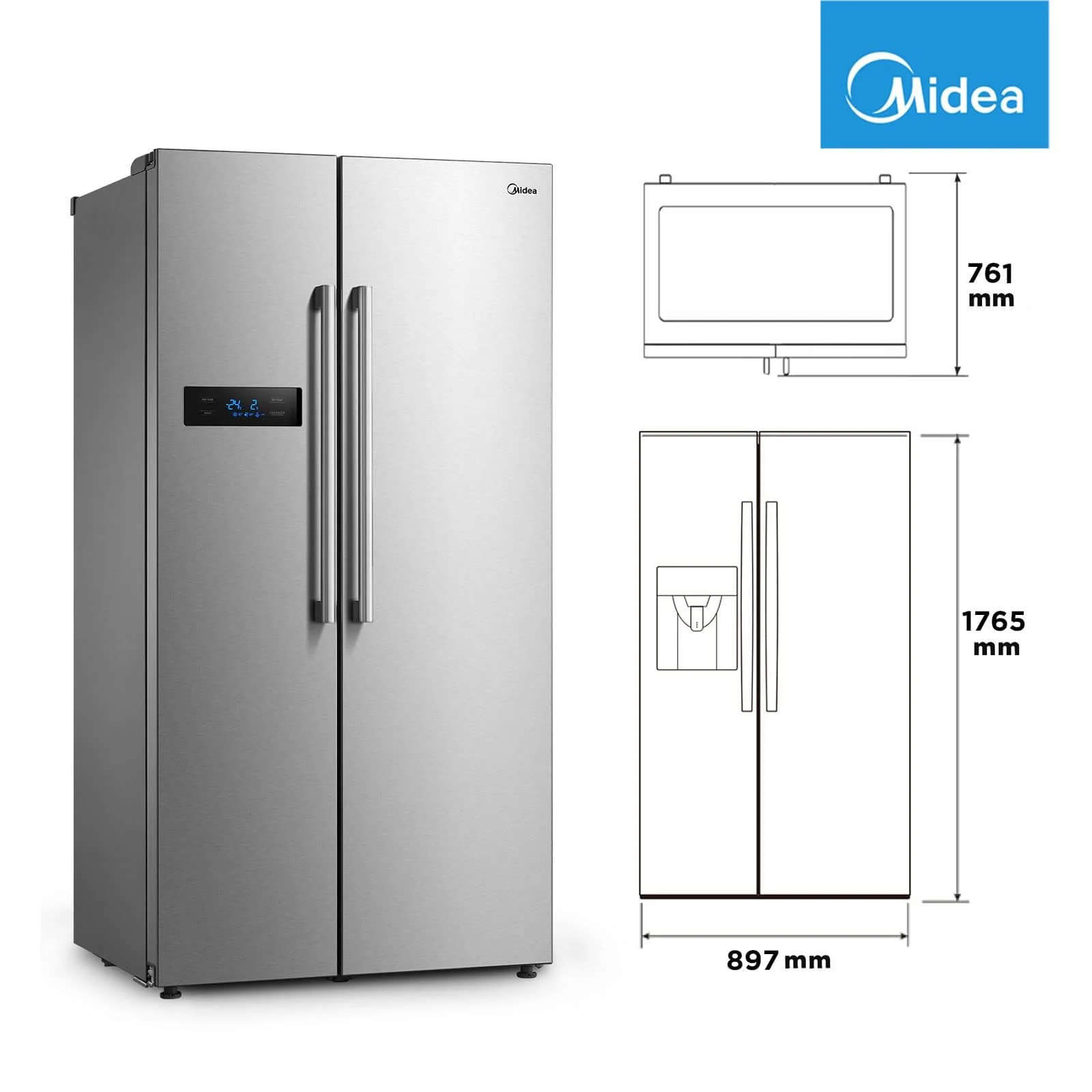Midea MERS530FGD02 Side-by-Side Kühl-/Gefrierkombination/NoFrost/Inverter Technologie/Indoor Ice Bar/Twin Control/176,5 cm Höhe/335 L Kühlen/197 L Gefrieren/256 kWh/Jahr - Image 2