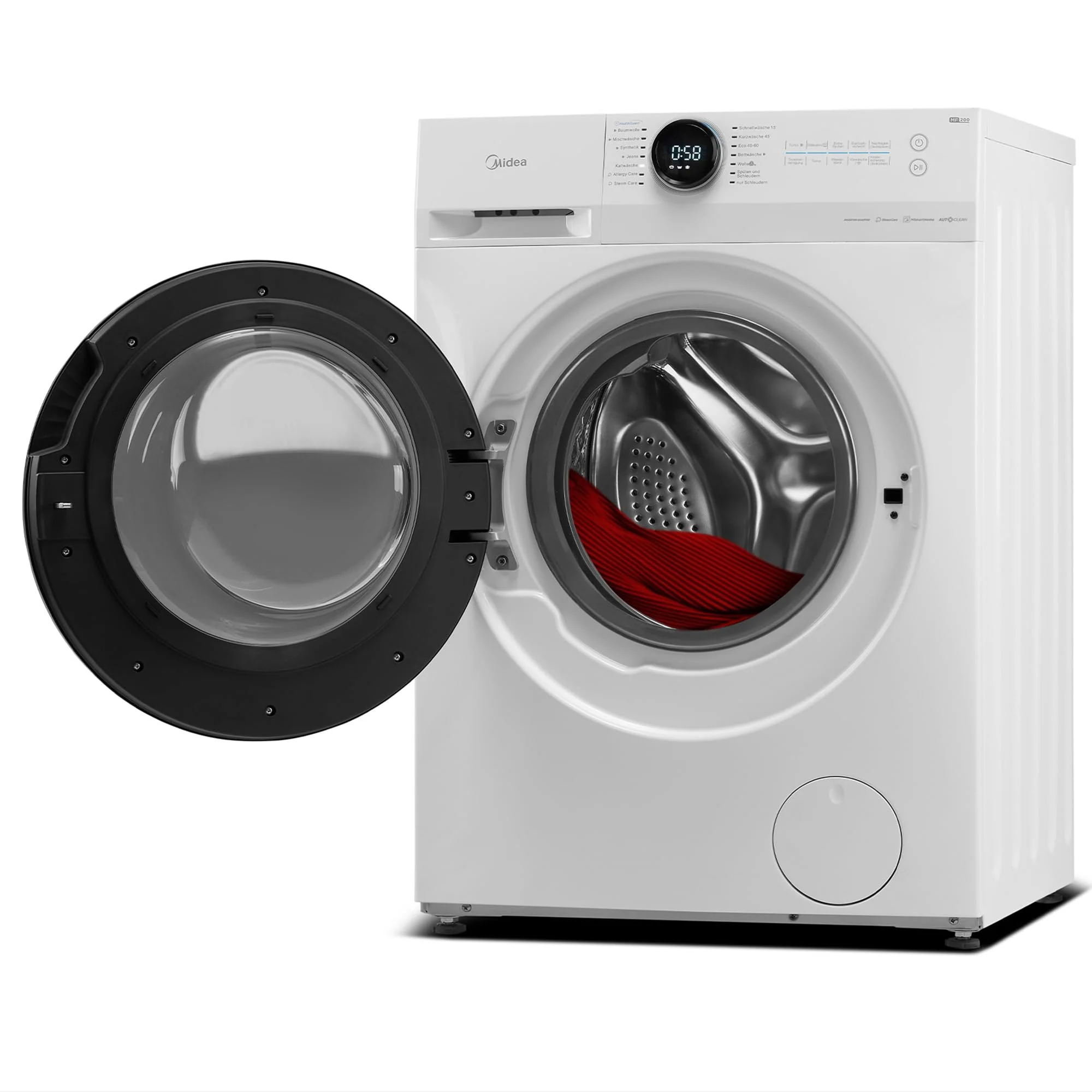 Midea MF200W90WB-14A Waschmaschine / 9KG / A/Leiser & effizienter Inverter Motor/HealthGuard-System/Steam Care/Nachlegefunktion/APP-Steuerung/AquaStop, Weiß - Image 2