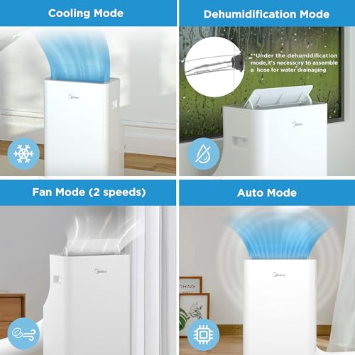 Midea Mobiles Klimagerät Silent Cool 26 Pro WF, 3-in-1 Klimaanlage mit Abluftschlauch, Kühlen&Entfeuchten&Ventilieren, 9000 BTU, 2.6kW, für Räume ca. 80m³(32㎡), EEK A - Image 8