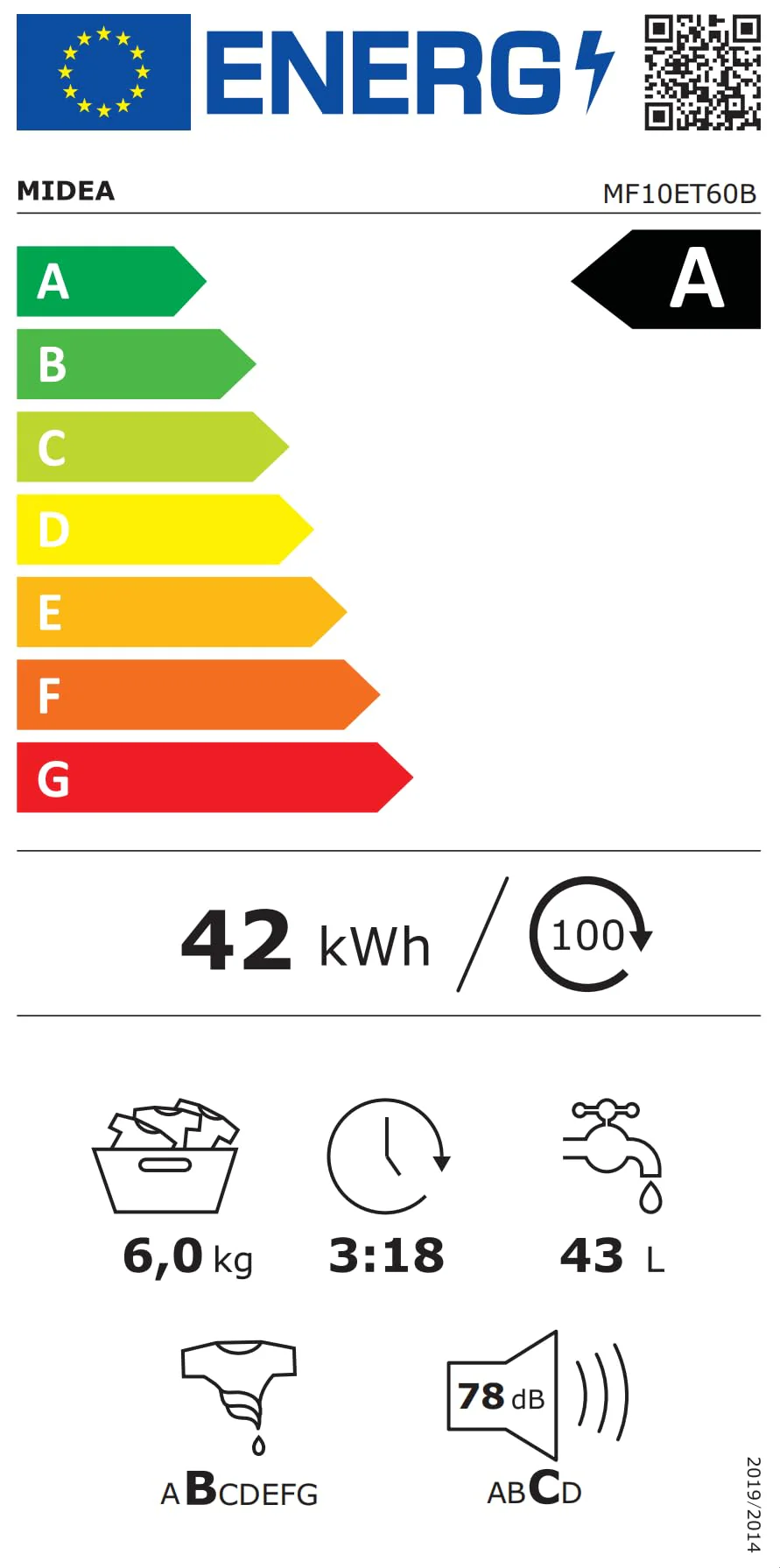 Midea Toplader Waschmaschine MF10ET60B / 6KG / A / 1200 U/min/BLDC Inverter Mortor/Dampffunktion/SoftOpener/XL Türöffnung/Kurz 15'&45' / Mehrere Temperaturoptionen/AquaStop, Weiß - Image 5