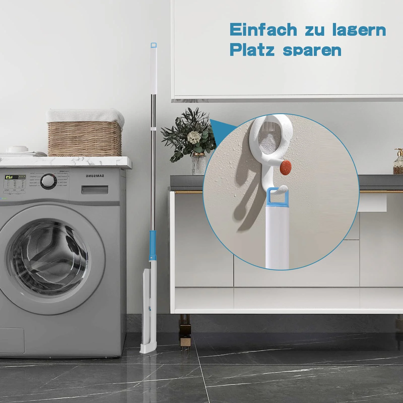 Midyb Flachmopp mit Auswringfunktion, Flach Bodenwischer mit 6 Mikrofaser Mop Pads & 132cm Edelstahlgriff, Wischmopp Wischer Boden für Hartholz, Laminat, Fliesen, Marmor - Image 4