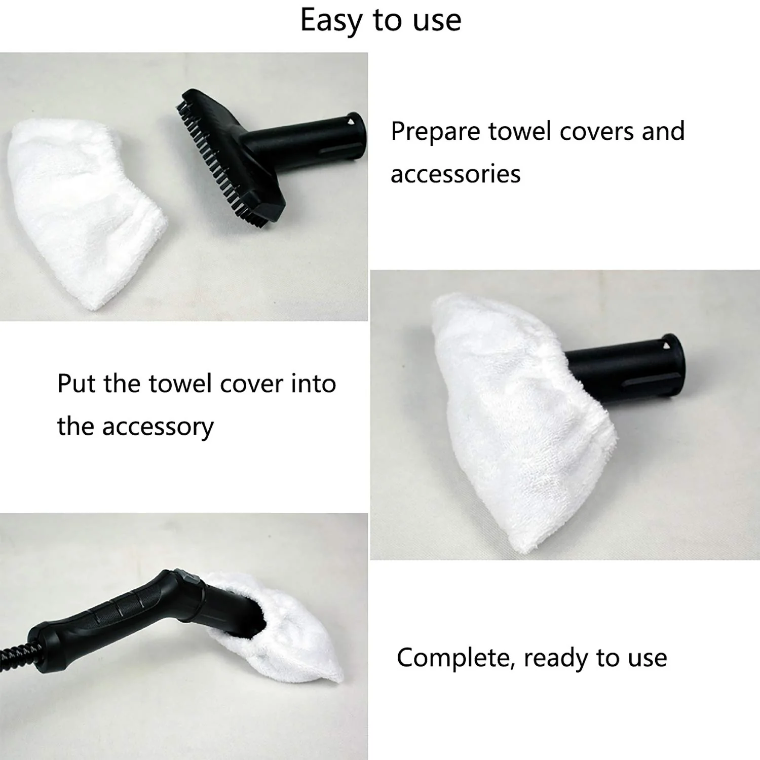Mikrofaser Überzugsset Dampfreinigerzubehör für die Handdüse, Frottee Tuchset Handwerkzeug Classic und Comfort, Baumwolle Frottier-Abdeckung Pads Kompatibel die Meisten Dampfreiniger (4PCS) - Image 5
