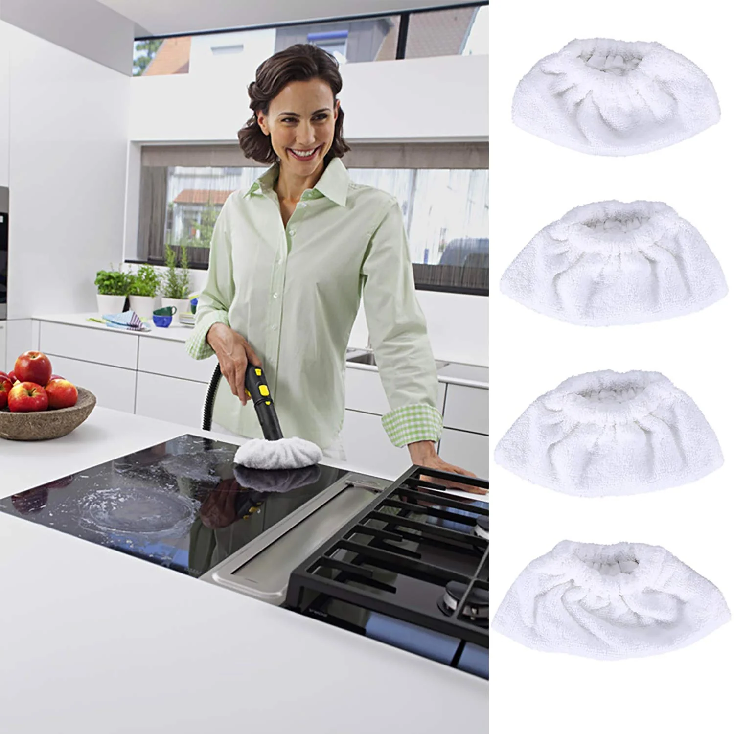 Mikrofaser Überzugsset Dampfreinigerzubehör für die Handdüse, Frottee Tuchset Handwerkzeug Classic und Comfort, Baumwolle Frottier-Abdeckung Pads Kompatibel die Meisten Dampfreiniger (4PCS) - Image 7