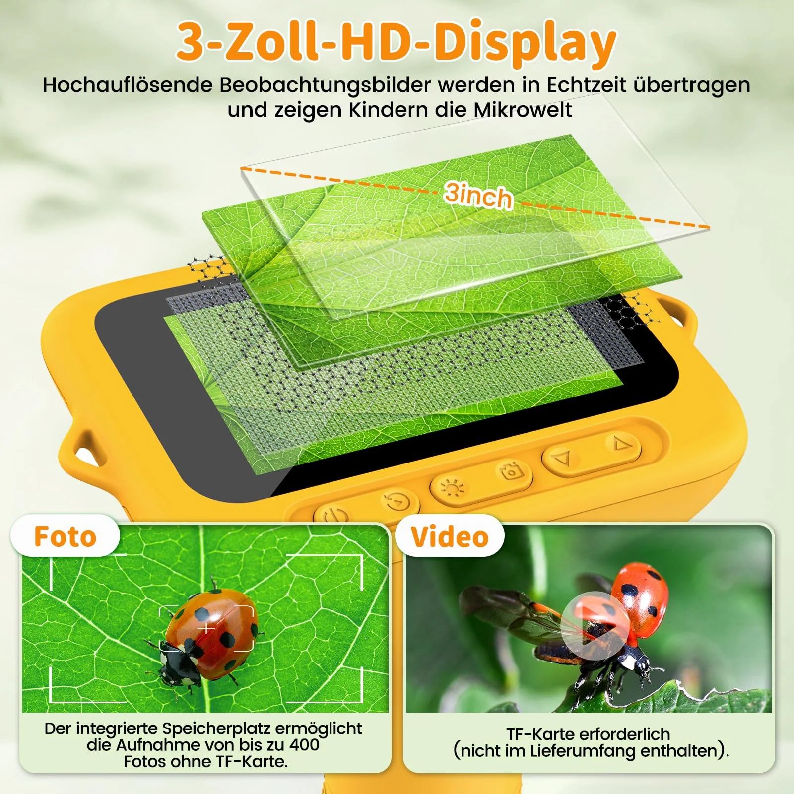 Mikroskop für Kinder, Digitales Mikroskop mit 3,0" IPS Bildschirm Lupe 1000x Microscope, HandyMikroskop LED Lights -Anschluss an PC, USB Taschenmikroskop, Geschenke für Jungen Mädchen 3-12 Jahr - Image 8