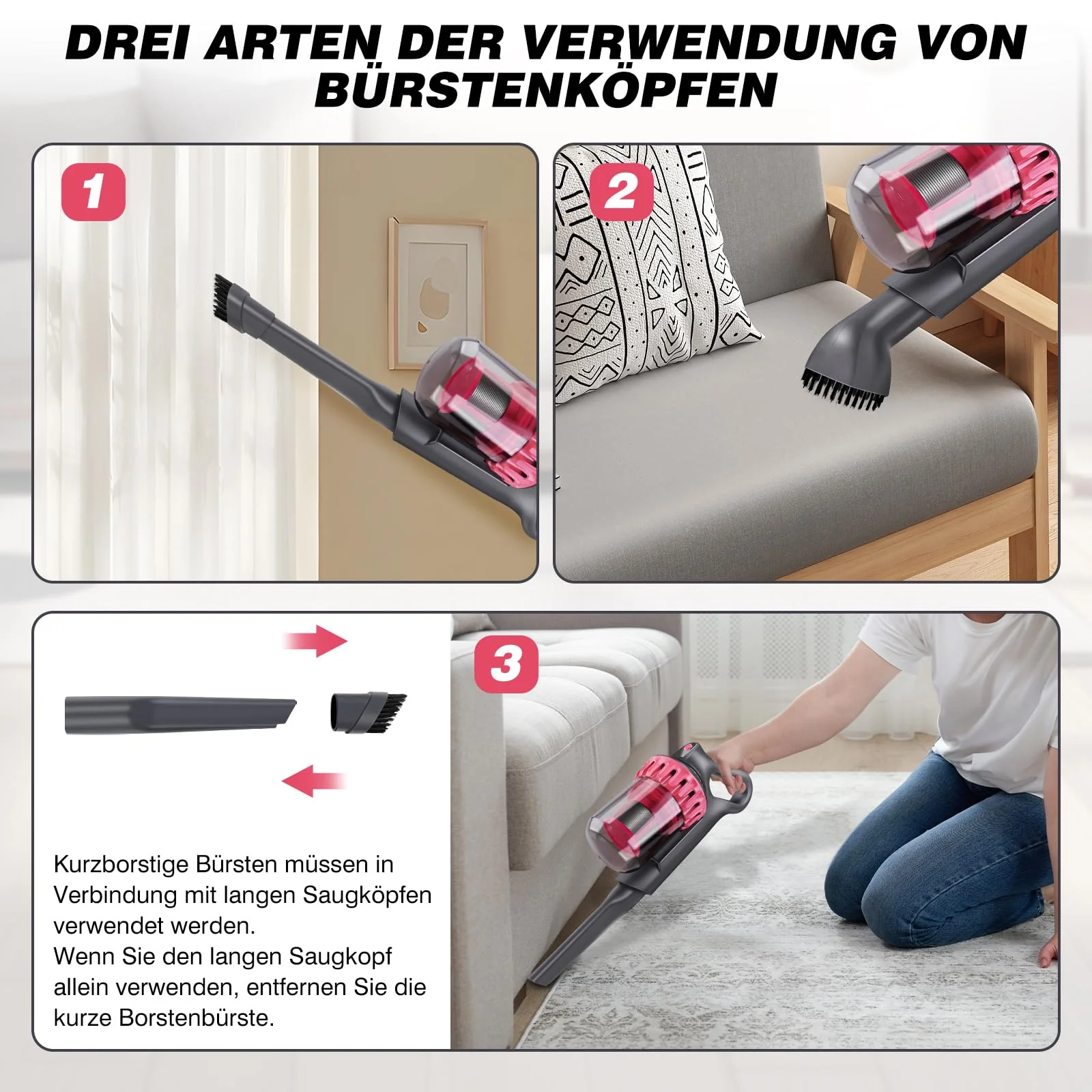 Milbensauger mit Staubsensor, Handstaubsauger für Matratzen entfernt 99,99% Allergiker Bakterien,Allergene,Bettwanzen, 10kpa Anziehung Milben Staubsauger Antimilben-Staubsauger für Betten, Sofas - Image 7