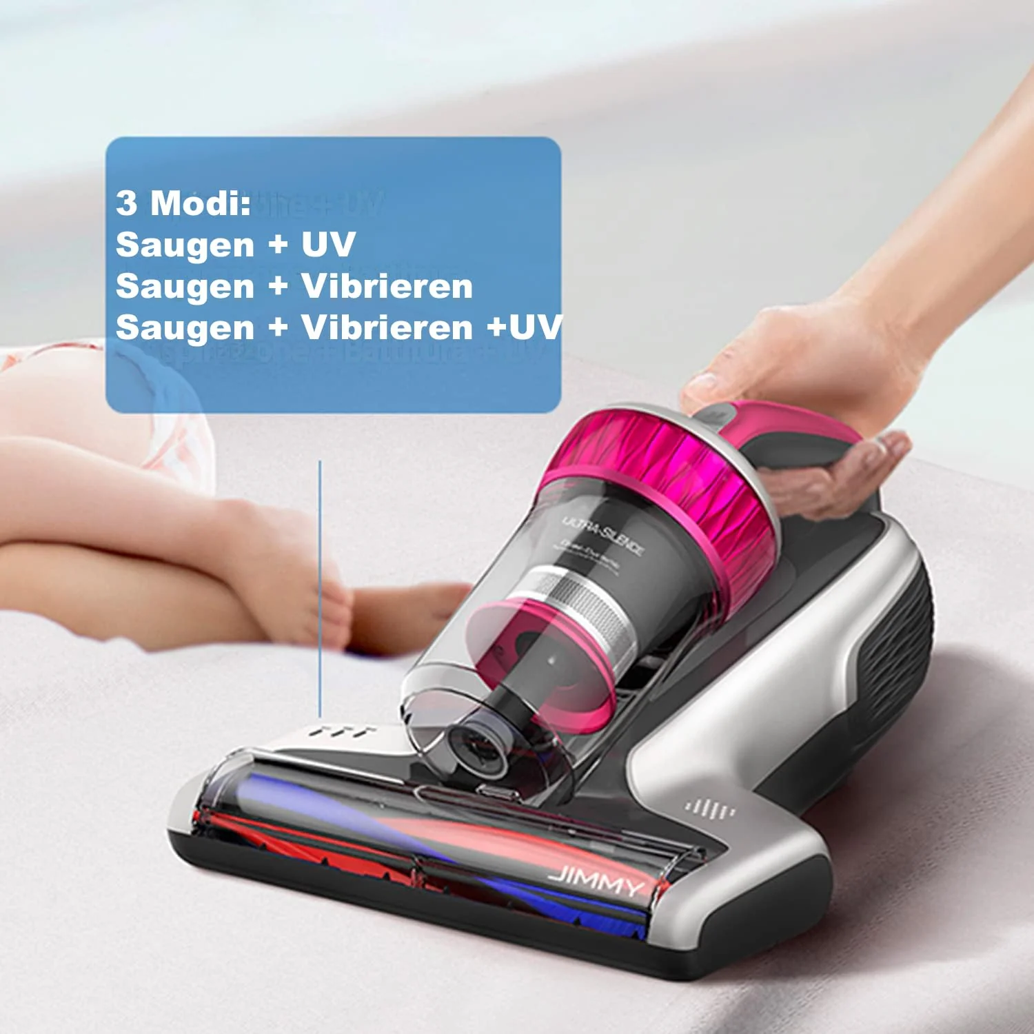 Milbensauger Neuste Version 2025 Jimmy WB73 UV, 600 W, mit UV- und Ultraschall-Sterilisation intelligenter Schmutzsensor, Dual-Cyclonic Filtersystem und Qualitätszertifikat - Image 5