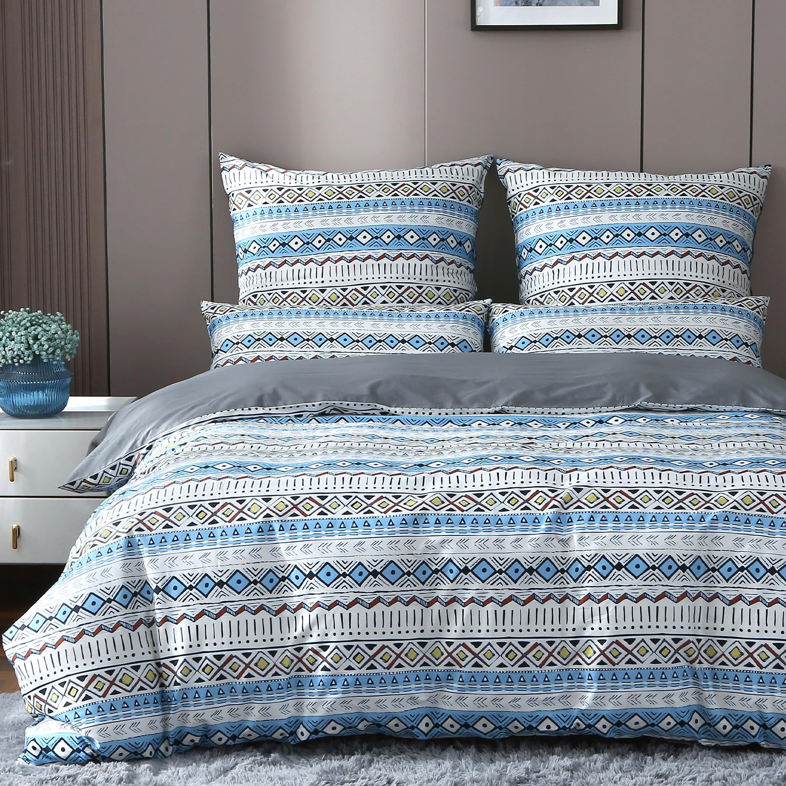 MILDLY Satin Bettwäsche 135x200 Baumwolle, Boho Bettwäsche-Sets mit Reißverschluss öKotex Zertifiziert Enthält 1 Bettbezug 135x200 und 1 Kissenbezüge 80x80, Boho - Image 2