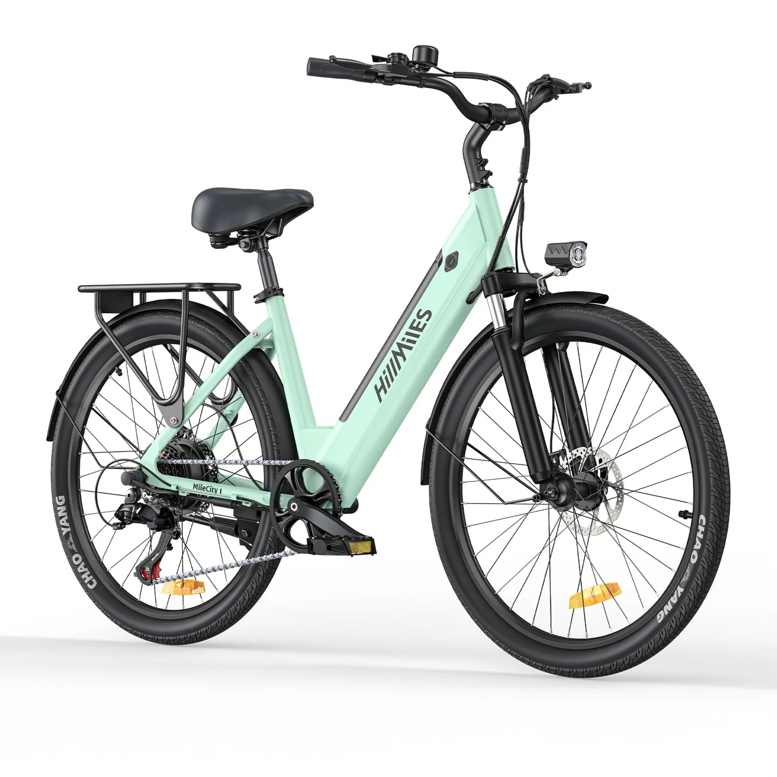 MileCity1 26" E-Bike für Erwachsene, 7 Gang Elektrofahrrad mit Austauschbarem 36V 13Ah Akku, 25 km/h und 80–100km Reichweite E-Bike für Städtische Pendler, IP65 Wasserdicht (MileCity1, Grün) - Image 4