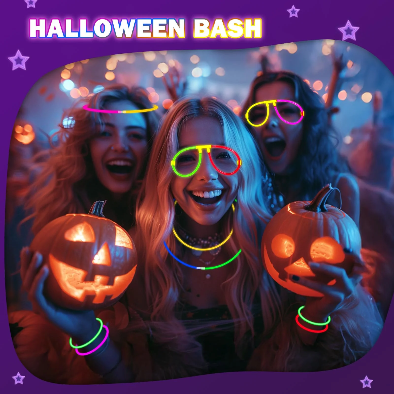 Millegu Knicklichter Party Set,100 Stück Leuchtstäbe 130 Verbinder,Neon Knicklichter Ketten und Leuchtbrillen für Kinder, Deko für Festival Hochzeiten Weihnacht Party Silvester Deko 2025 - Image 4