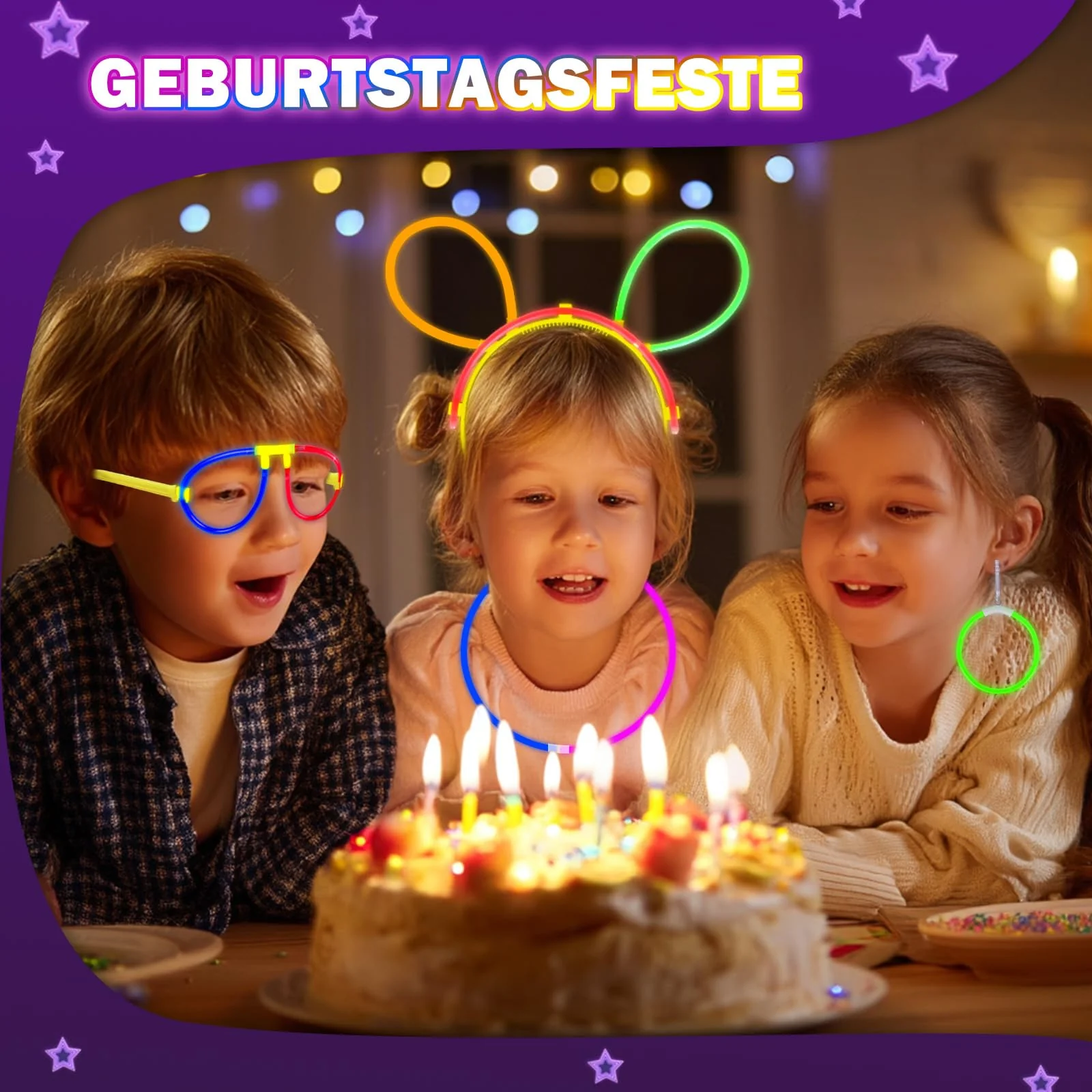 Millegu Knicklichter Party Set,100 Stück Leuchtstäbe 130 Verbinder,Neon Knicklichter Ketten und Leuchtbrillen für Kinder, Deko für Festival Hochzeiten Weihnacht Party Silvester Deko 2025 - Image 5