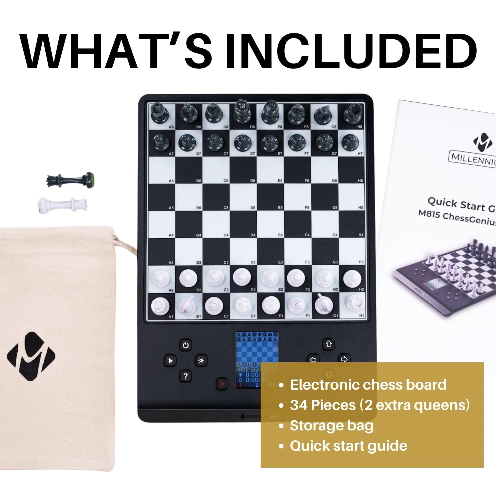 MILLENNIUM M815 ChessGenius PRO – Schachcomputer für Kinder, Anfänger & Fortgeschrittene, Smarter Schachtrainer mit vielfältigen Übungsoptionen und anpassbaren Schwierigkeitsgraden, großes Spielfeld - Image 3