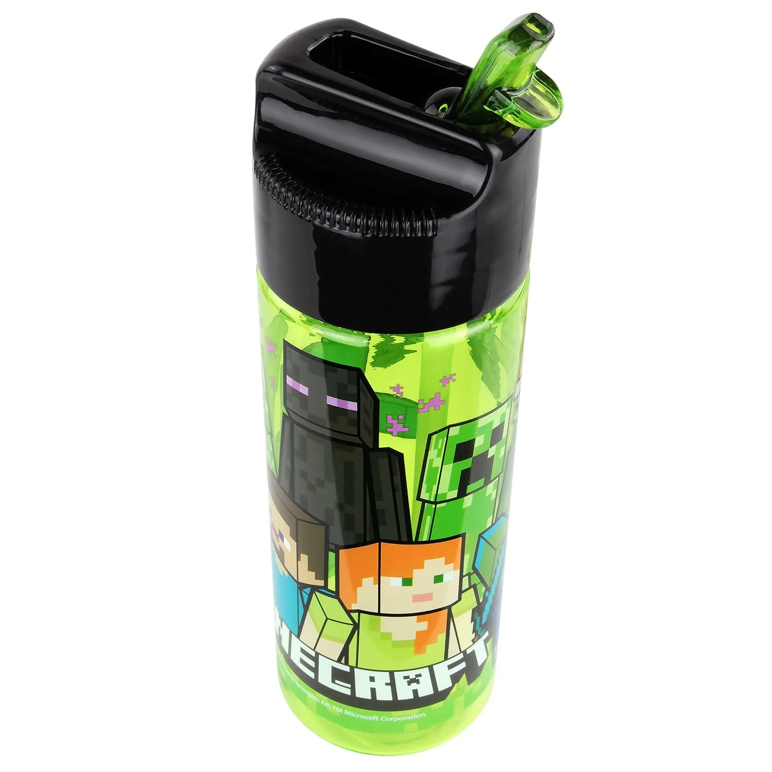 Minecraft Kinderflasche 480 ml – BPA-frei & phthalatfrei, robuste Wasserflasche aus Kunststoff mit integriertem Strohhalm zum Hochklappen, leicht, auslaufsicher & ideal für Schule und Sport - Image 3