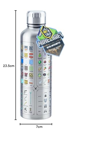 Minecraft Metall-Trinkflasche - Offiziell lizenziert, auslaufsicher, für heiße & kalte Getränke, mit In-Game-Items, Geschenk für Minecraft-Fans, 470 ml (16 Fl Oz) - Image 2