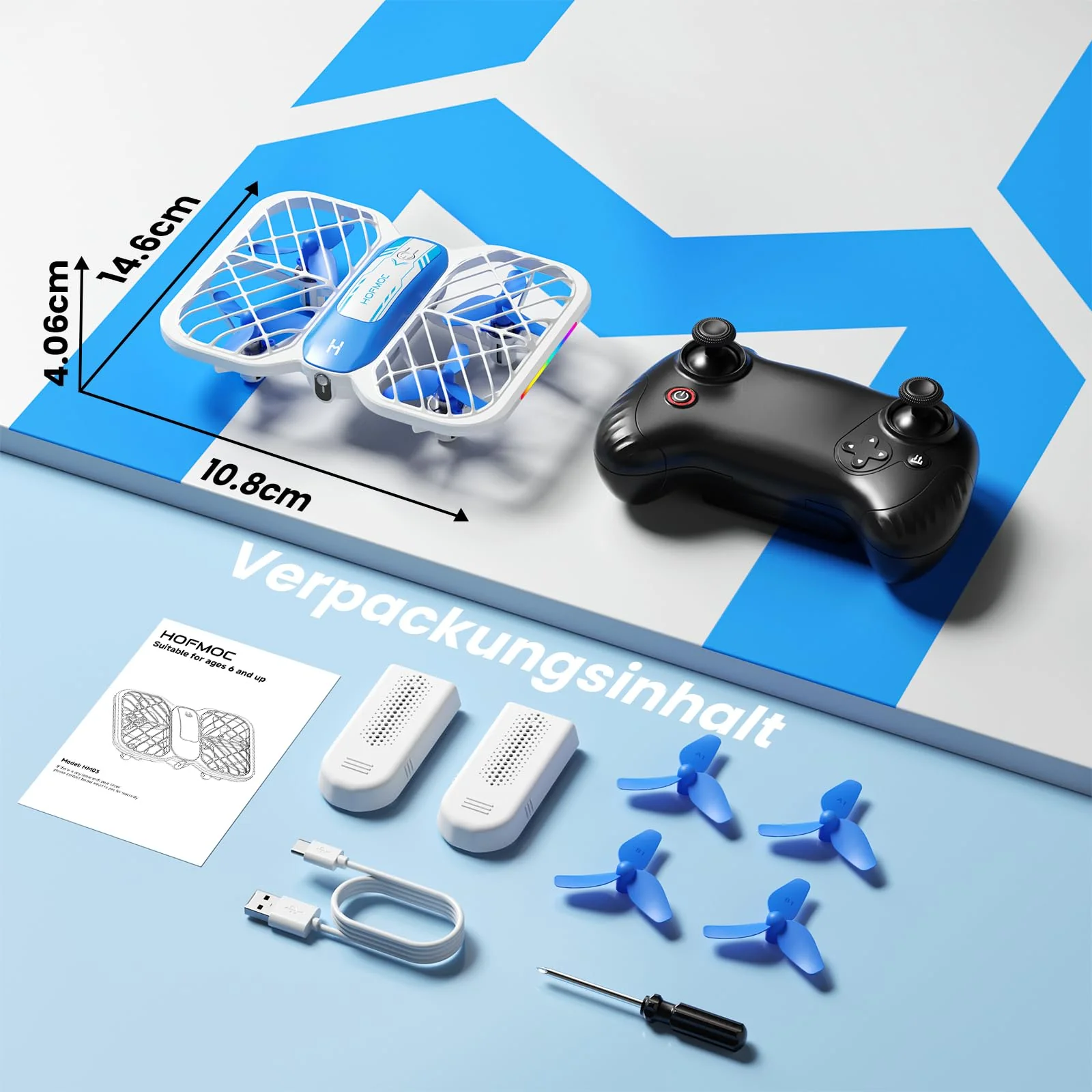 Mini Drohne für Kinder, HOFMOC Drohne mit 5 LED-Leuchten, 3D-Flip, One-Key Start/Landung, Headless-Modus, 3 Geschwindigkeitsmodi, 22 Min Flugzeit, Spielzeugdrohne Geschenke für Kinder ab 6 Jahren - Image 2