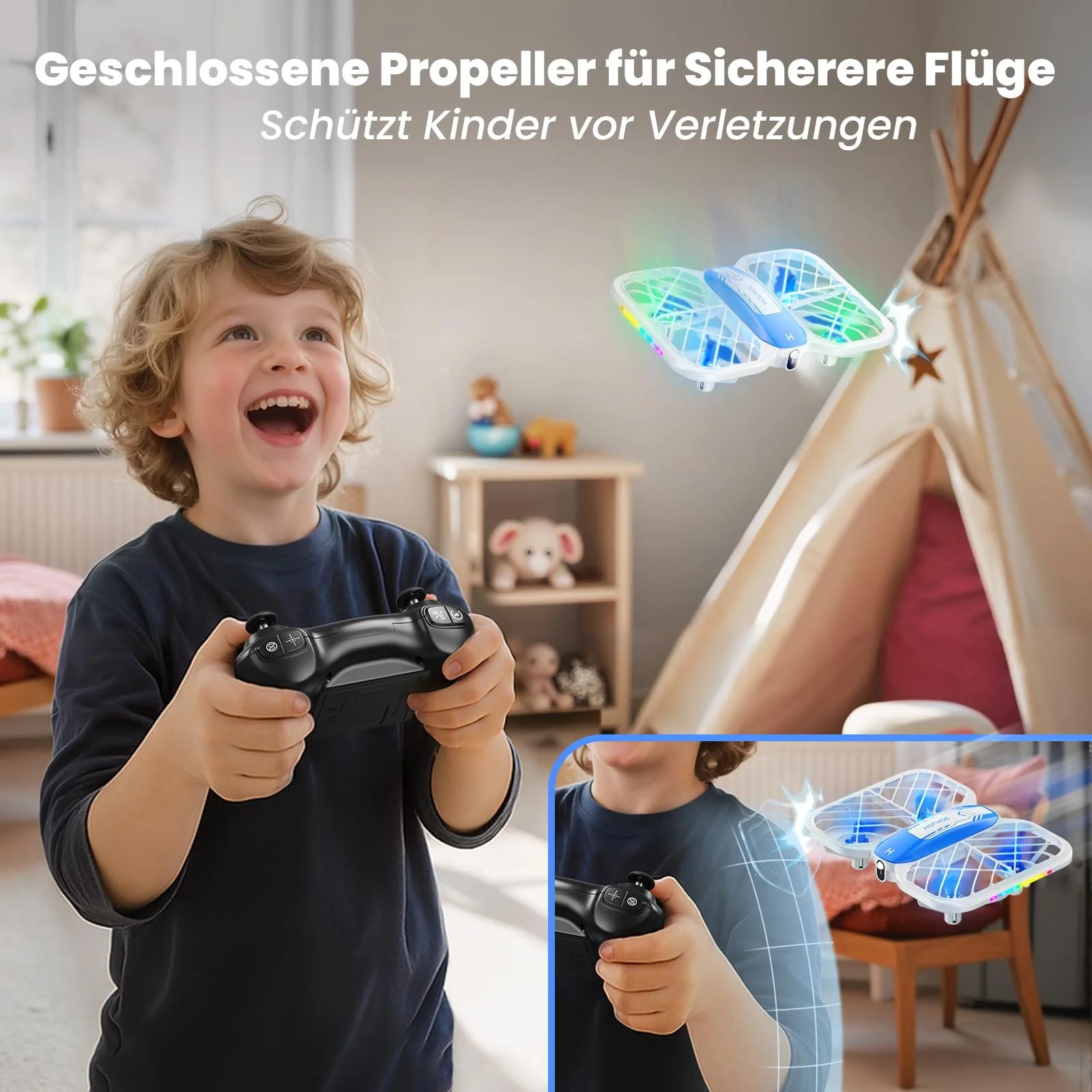 Mini Drohne für Kinder, HOFMOC Drohne mit 5 LED-Leuchten, 3D-Flip, One-Key Start/Landung, Headless-Modus, 3 Geschwindigkeitsmodi, 22 Min Flugzeit, Spielzeugdrohne Geschenke für Kinder ab 6 Jahren - Image 6