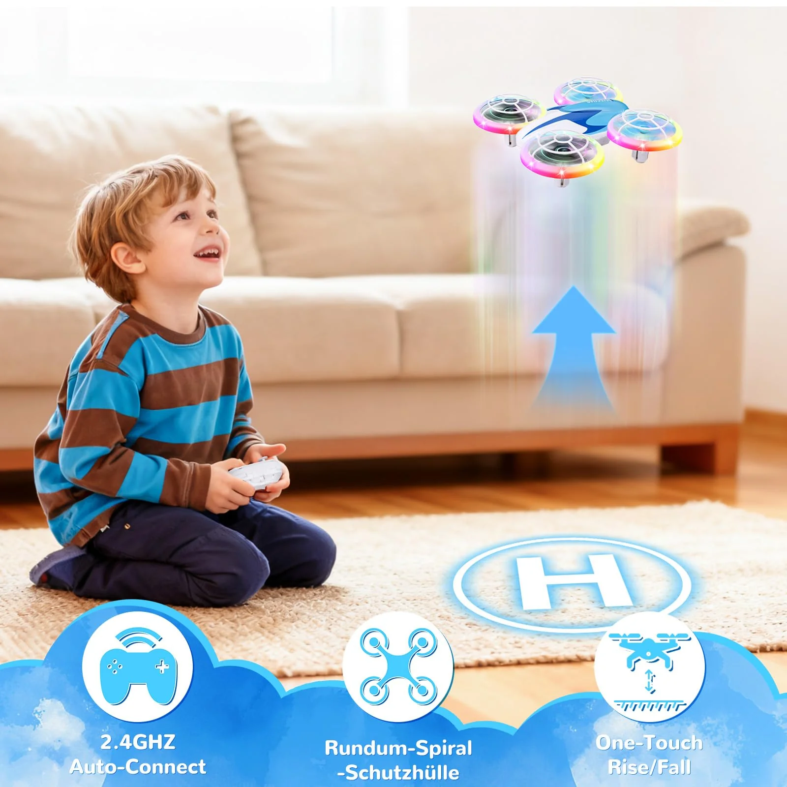Mini Drohne für Kinder, Mini drohne Spielzeug ab 6+ Jahre, Drone Quadrocopter mit LED Lichter, 3D Drehung, Kopflosem Modus und 3 Akkus, Weihnachten Geburtstags Geschenke für Kinder und Anfänger - Image 6