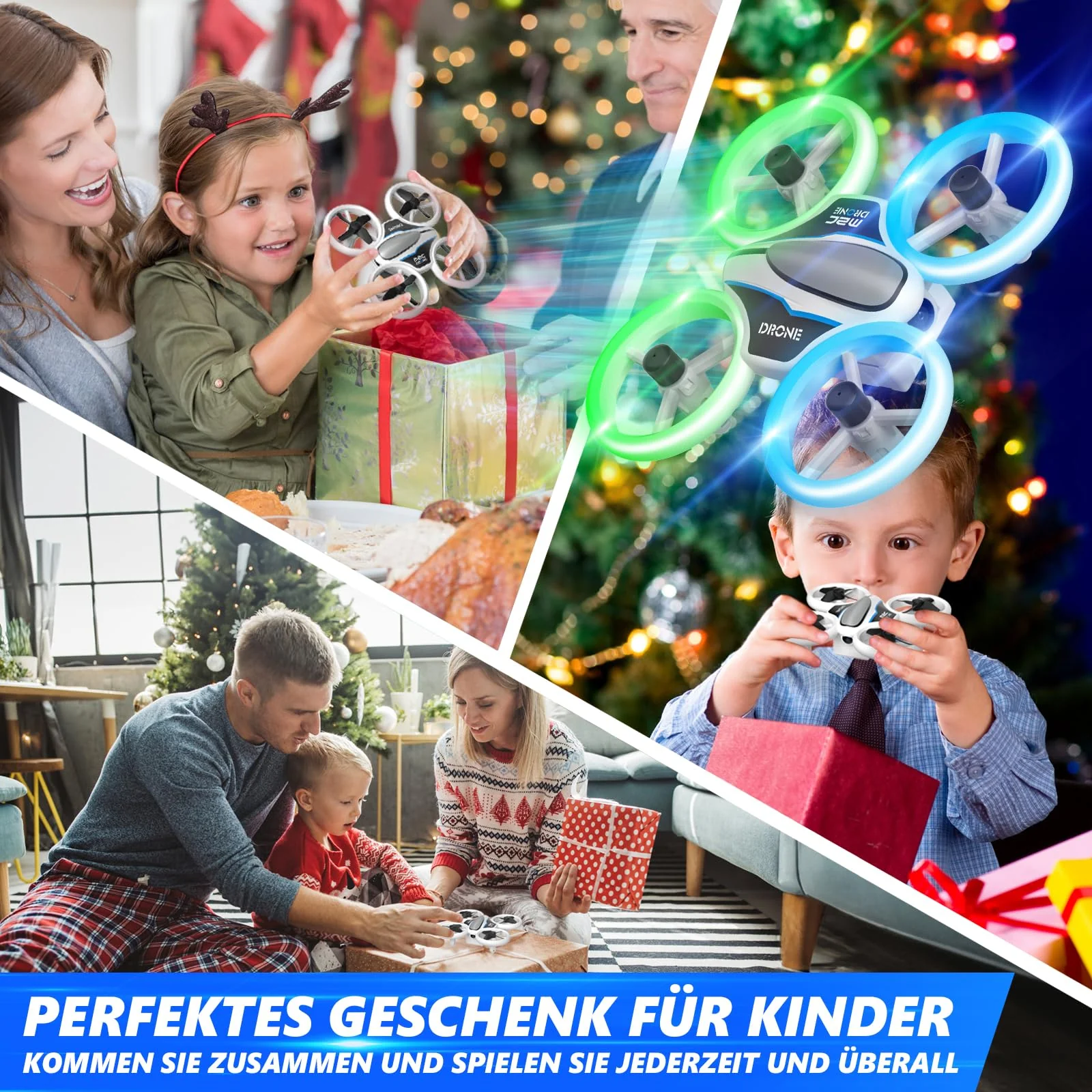 Mini Drohne mit Kamera HD 720P für Kinder, RC Drone mit LED Lichter,Quadrocopter mit 3D Flips, Kopflosem Modus und 3 Akkus,21 Min Lange Flugzeit,Spielzeug Drohne Helikopter für Kinder und Anfänger - Image 2
