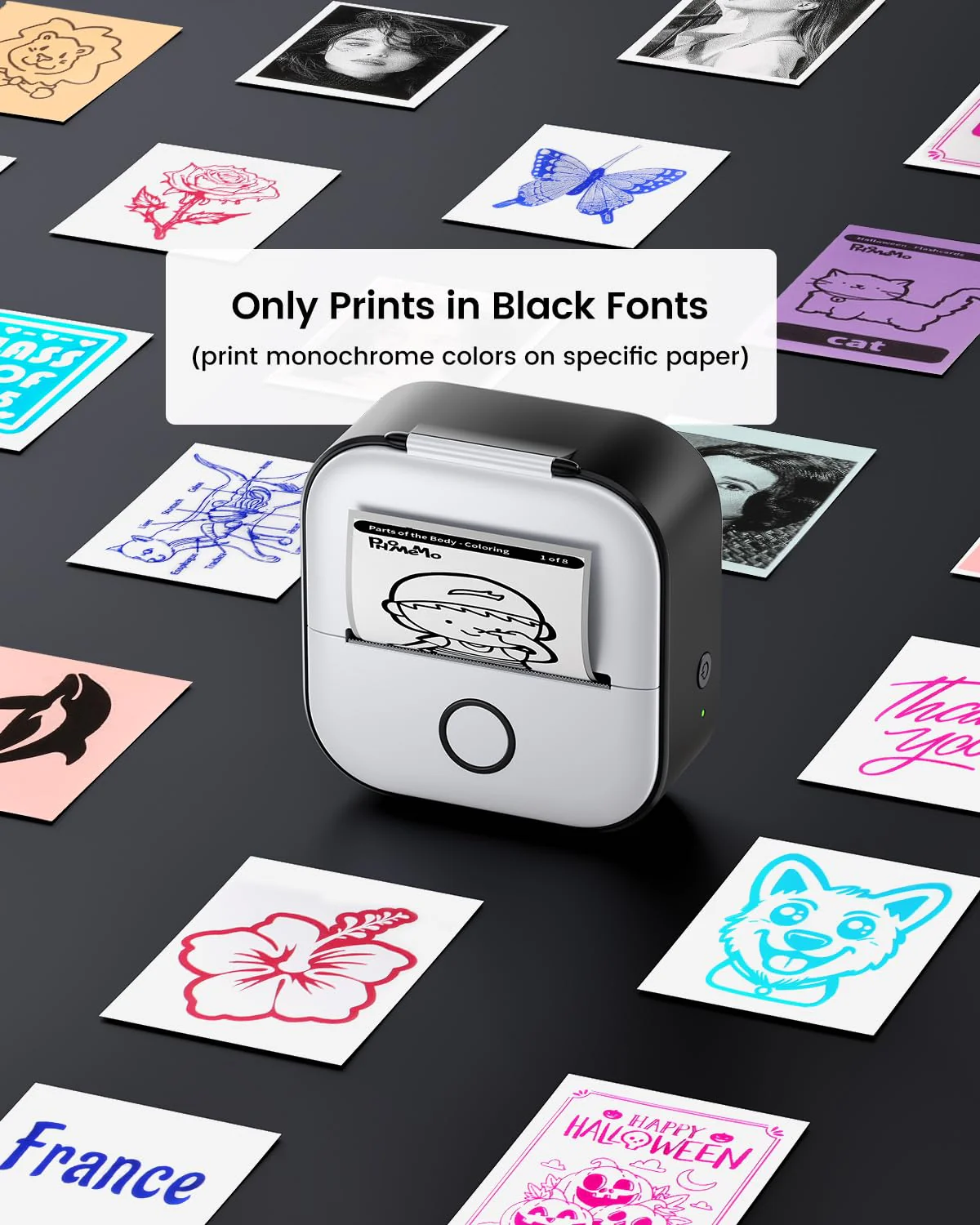 Mini Drucker für Smartphone - Aufkleber Drucker T02 Tragbarer Minidrucker Tintenloser Print Pods Bluetooth Taschendrucker Telefondrucker für Studiengrafiken, Anatomische Diagramme, Fotos, Journal - Image 6
