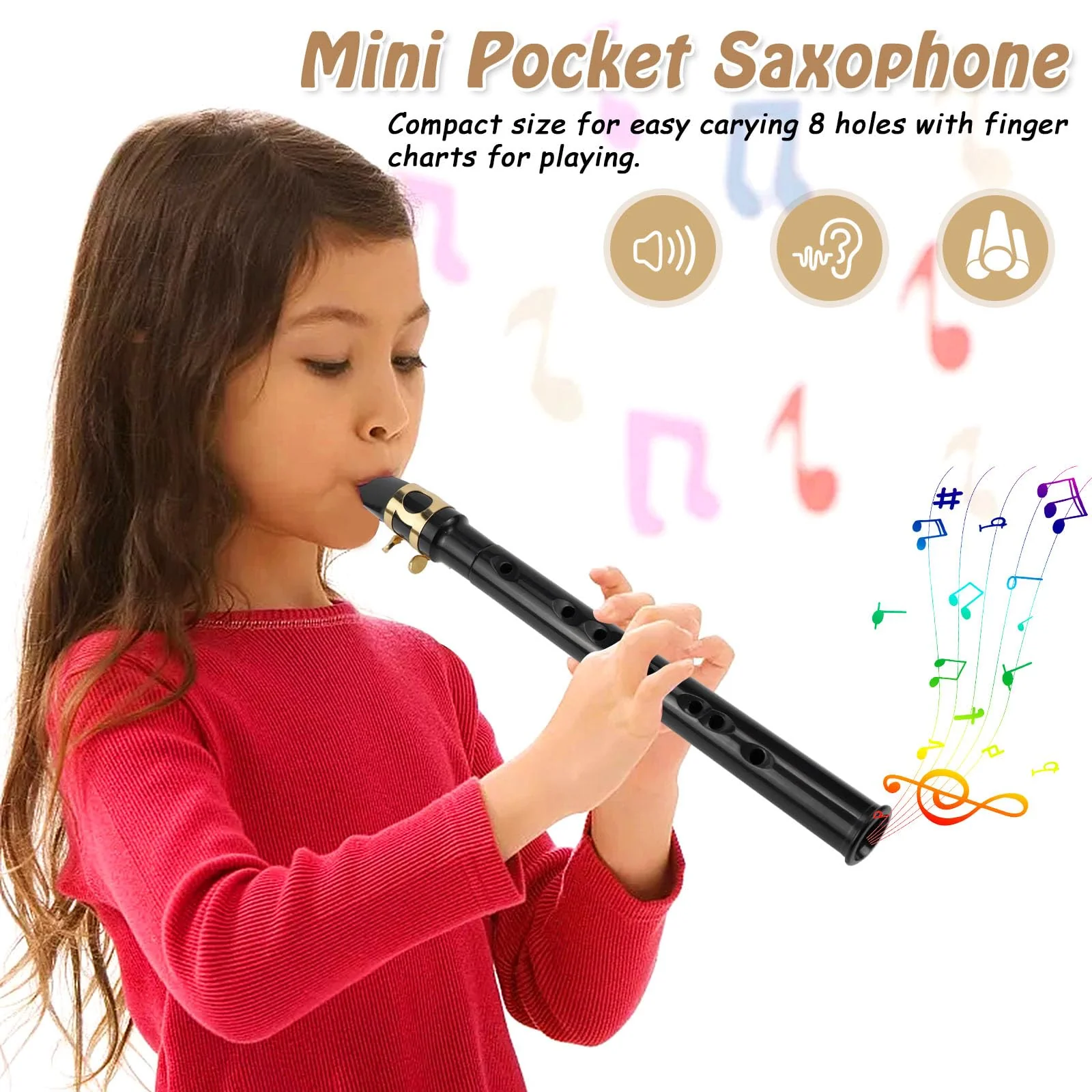 Mini Saxophon Spielbar Tragbares Instrumente Taschensaxophon Schwarz Pocket Saxophone Kit mit Saxophon Blätter Mundstück Tragetasche Zahnpolster Grifftabelle für Erwachsene Kinder Anfänger - Image 7
