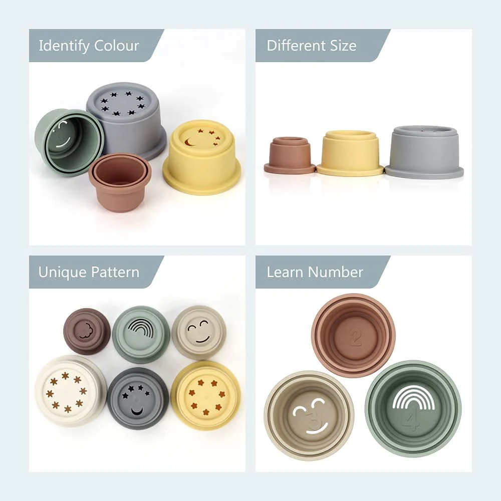 Mini Tudou 8 Stück Stapelbecher, Schichtenspielzeug, Baby Badespielzeug& Spielzeug Bauen für die frühe pädagogische Entwicklung Bestes Lernspielzeug Geschenk für 6 Monate + Jungen & Mädchen - Image 6