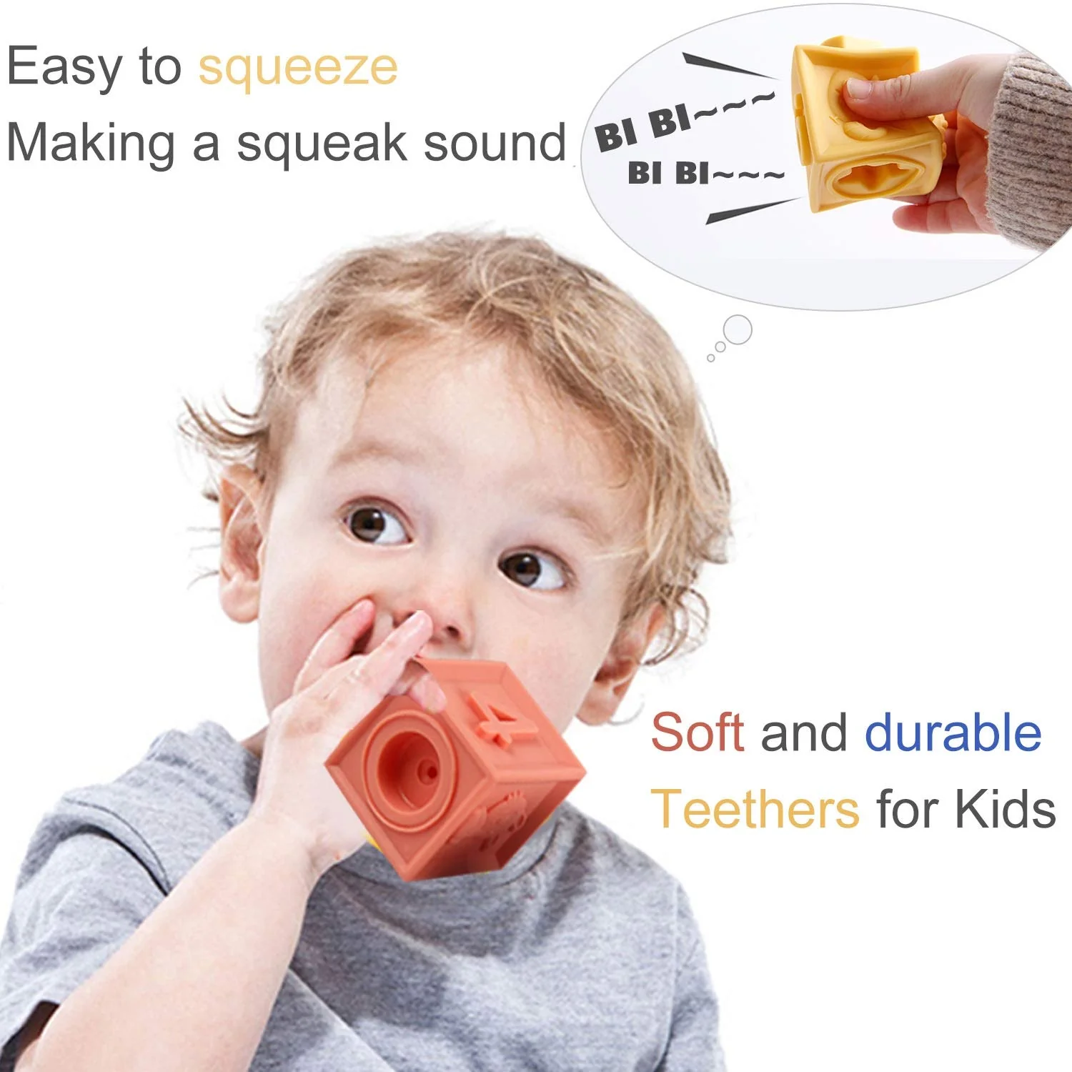 Mini Tudou Baby Bausteine Spielzeug Stapelwürfel Bauen Motorikspielzeug Baby Beißring,Lehrreich Lernspielzeug mit Zahlen Tiere Formen Texturen ab 6 Monate 12 Stück - Image 8