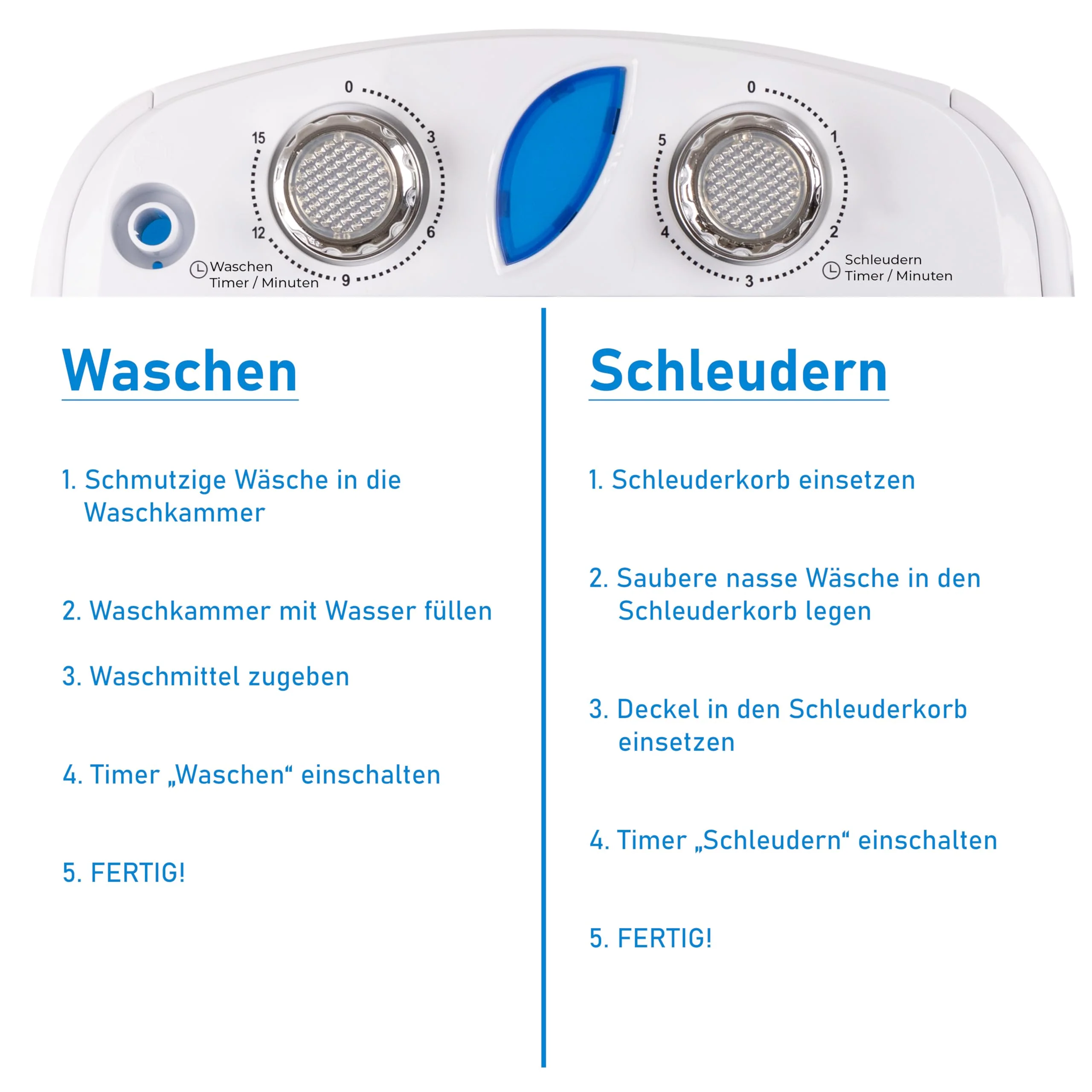 Mini Waschmaschine 25 Liter, 580 Watt mit Schleuder, kleine Waschmaschine bis 3 kg Wäsche, Reise-Waschmaschine, Mini-Waschmaschine Camping, Mobile Single Reisewaschmaschine mit Schläuderfunktion - Image 3