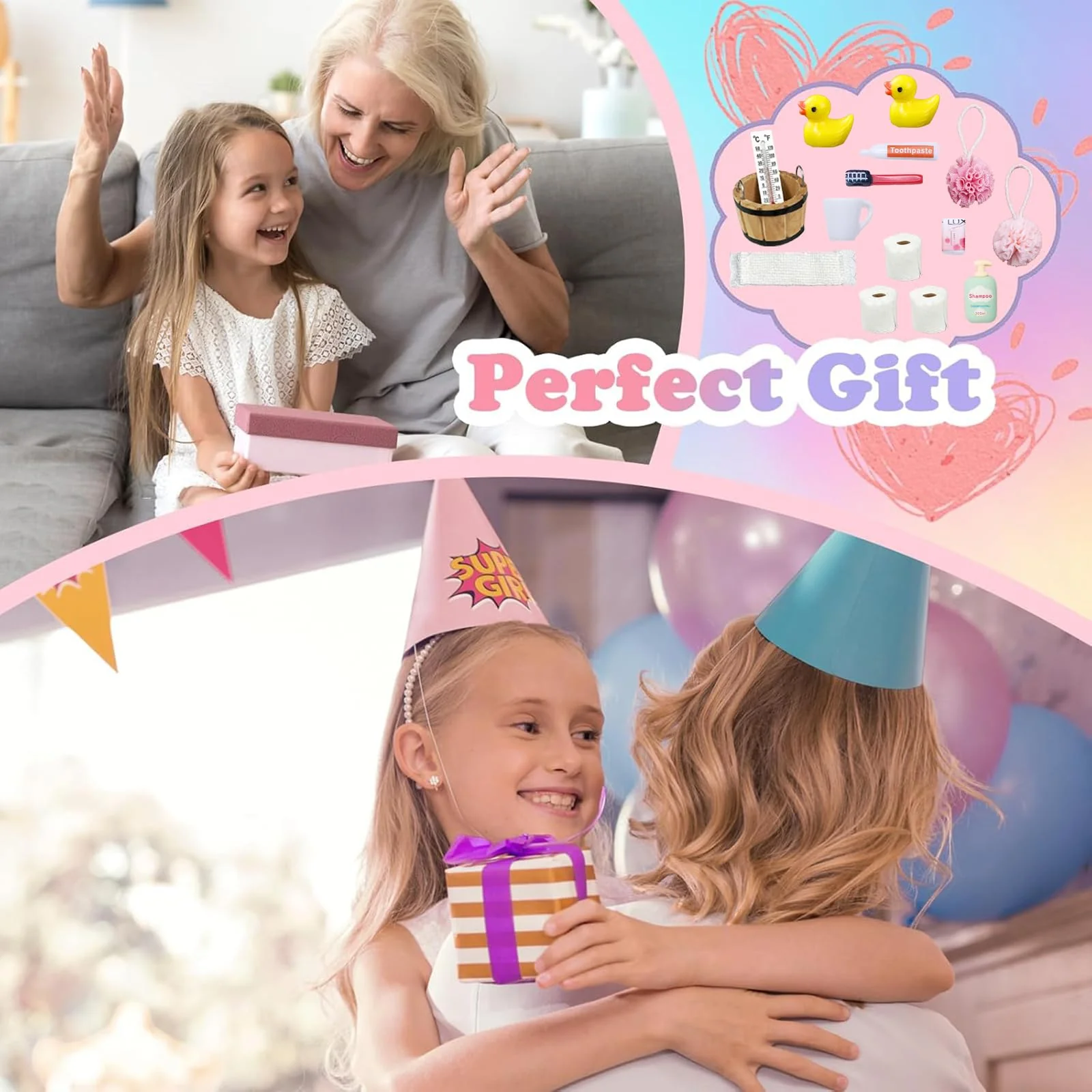 Miniatur Wichtelzubehör Bade Set, Wichtel Zubehör, Wichtel Wasch Set Badeutensilien mit Mini Zahnpasta Zahnbürste Badeschwamm Ente Klopapier Rollen für Wichteltür Weihnachten und Puppenhaus Deko - Image 2