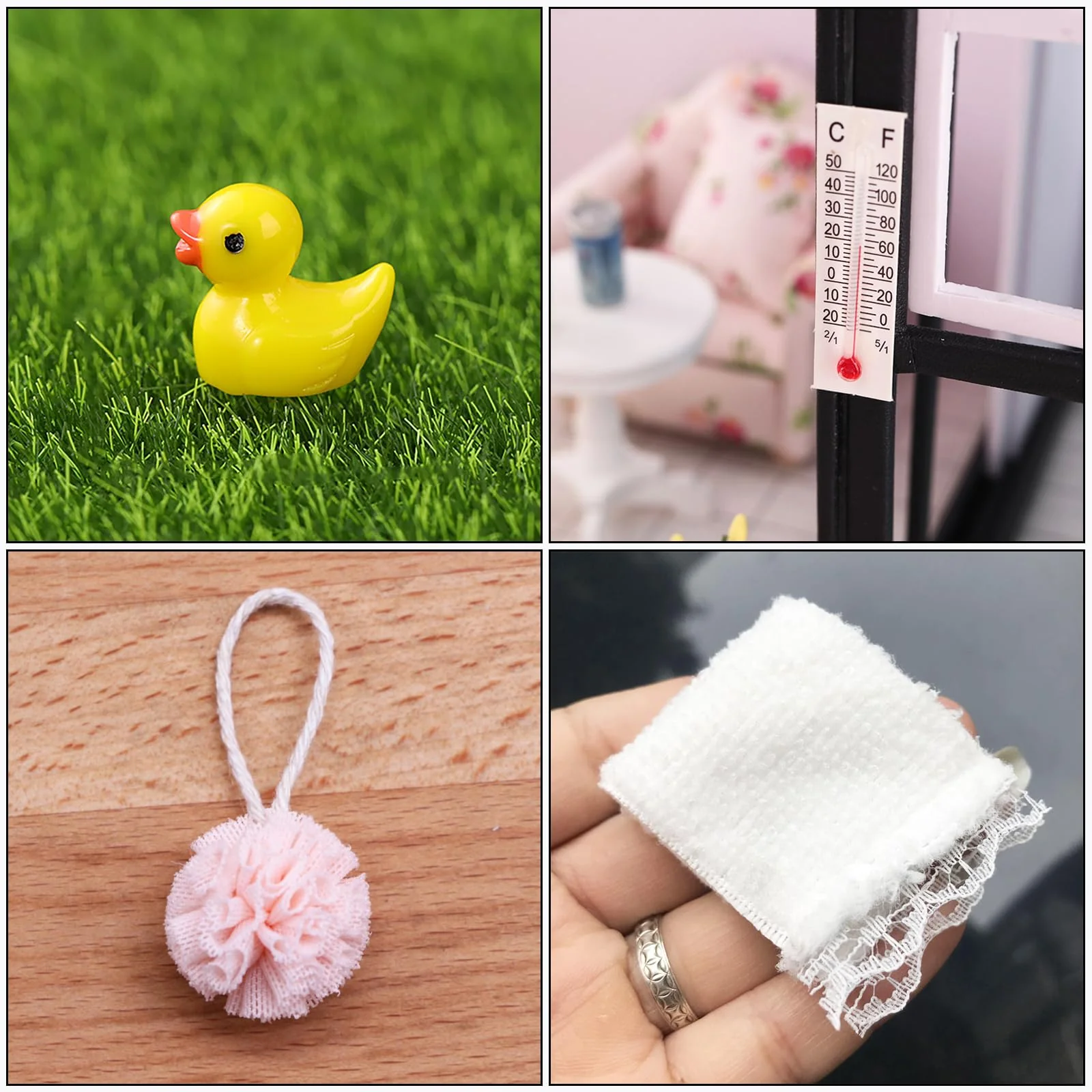 Miniatur Wichtelzubehör Bade Set, Wichtel Zubehör, Wichtel Wasch Set Badeutensilien mit Mini Zahnpasta Zahnbürste Badeschwamm Ente Klopapier Rollen für Wichteltür Weihnachten und Puppenhaus Deko - Image 5