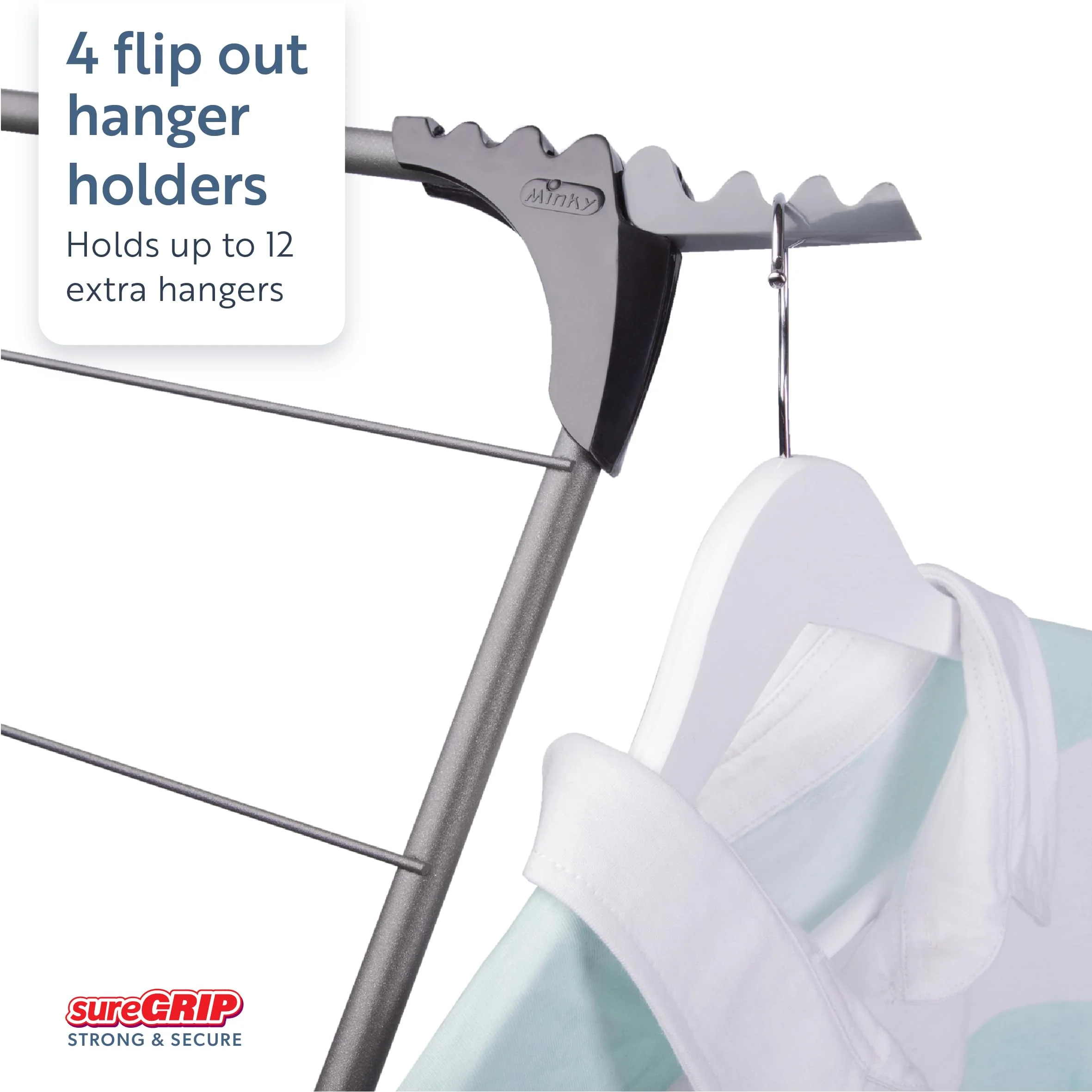 Minky Premium Sure Grip Wäscheständer mit 3 Etagen, Edelstahl, Rotguss, Standardgröße - Image 5
