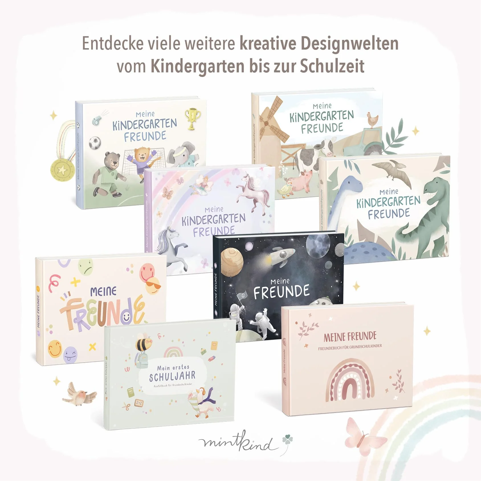 mintkind® Freundebuch Kindergarten Fahrzeuge, Freundschaftsbuch Jungen und Mädchen, Ausfüllbuch Kita mit Traktor, Polizei, Feuerwehr, Geschenk Einschulung, Erinnerungsbuch Kinder - Image 4