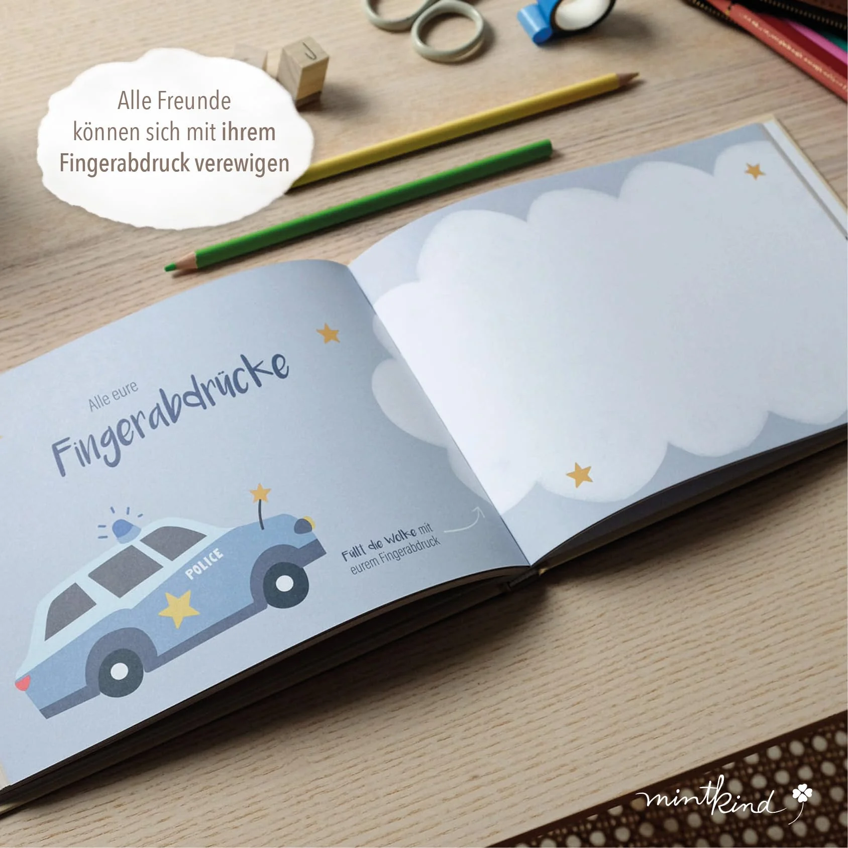 mintkind® Freundebuch Kindergarten Fahrzeuge, Freundschaftsbuch Jungen und Mädchen, Ausfüllbuch Kita mit Traktor, Polizei, Feuerwehr, Geschenk Einschulung, Erinnerungsbuch Kinder - Image 5
