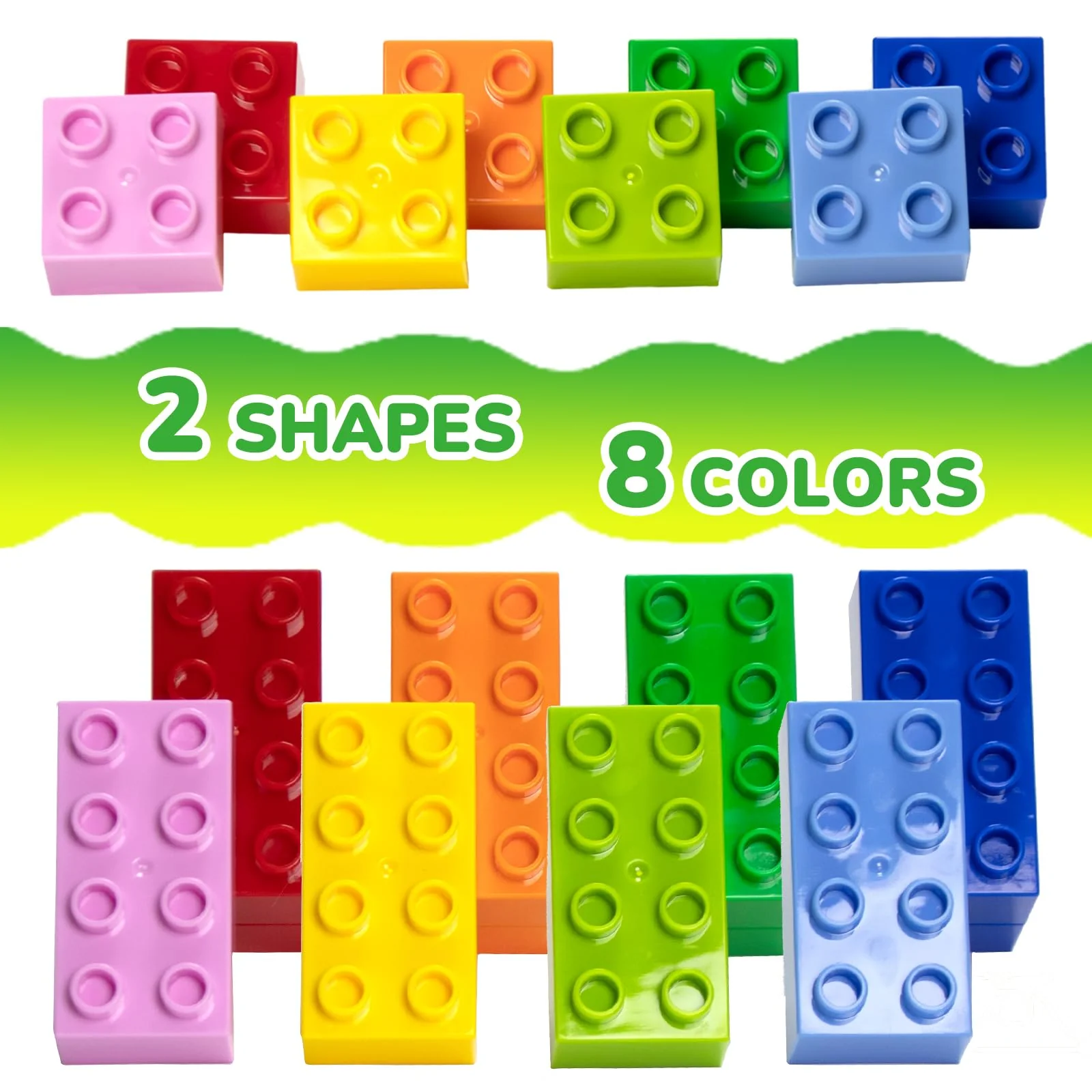 Mirthben 120 Stück Große Bausteine Set, 2 Formen und 8 Farben Bauklötze, Kompatibel mit Duplo Steine und Allen führenden Marke, Bunte Bauspielzeug für Kinder ab 3 Jahren - Image 8