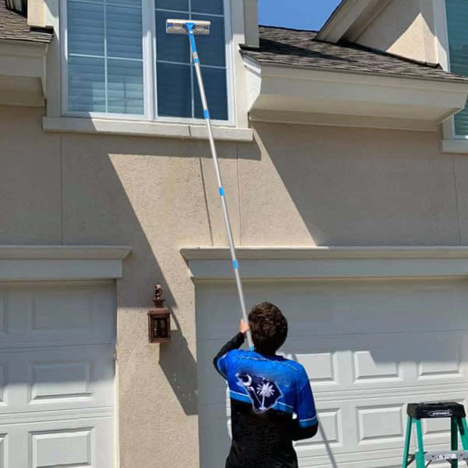Mitclear 3,7m Teleskop Fensterwischer Abzieher Set, Langer Glas Fensterreiniger mit Verlängerungsstange und Gummilippe (31cm) für hohe Fenster im Innen- und Außenbereich - Image 2