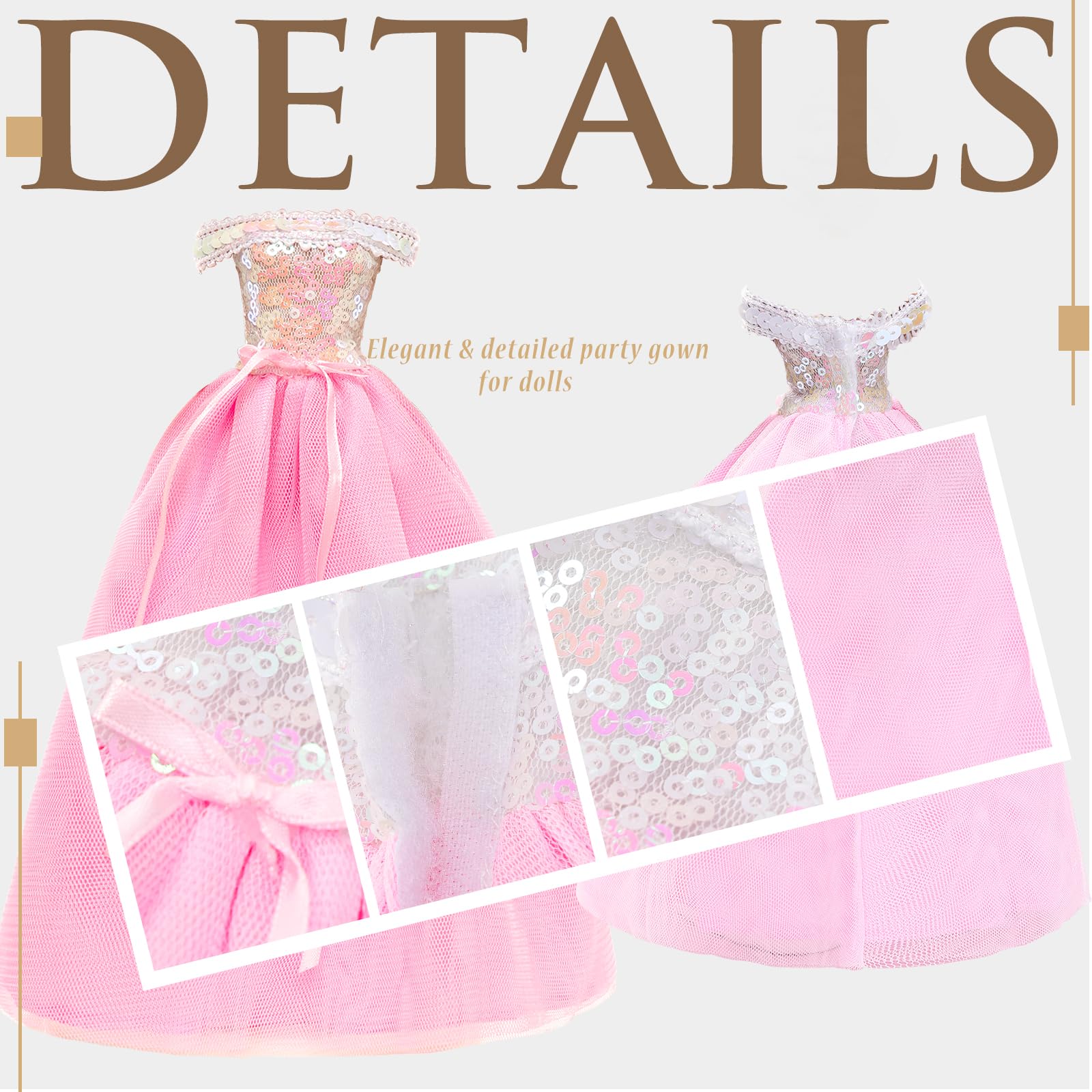 Miunana 15 Fashion Puppen Kleidung Chic Anzüge Party Kleid Pailletten Outfits Stilvolles Kleider mit 6 Paar Schuhe 3 Zubehör für 11.5 Zoll Mädchen Puppen - Image 8
