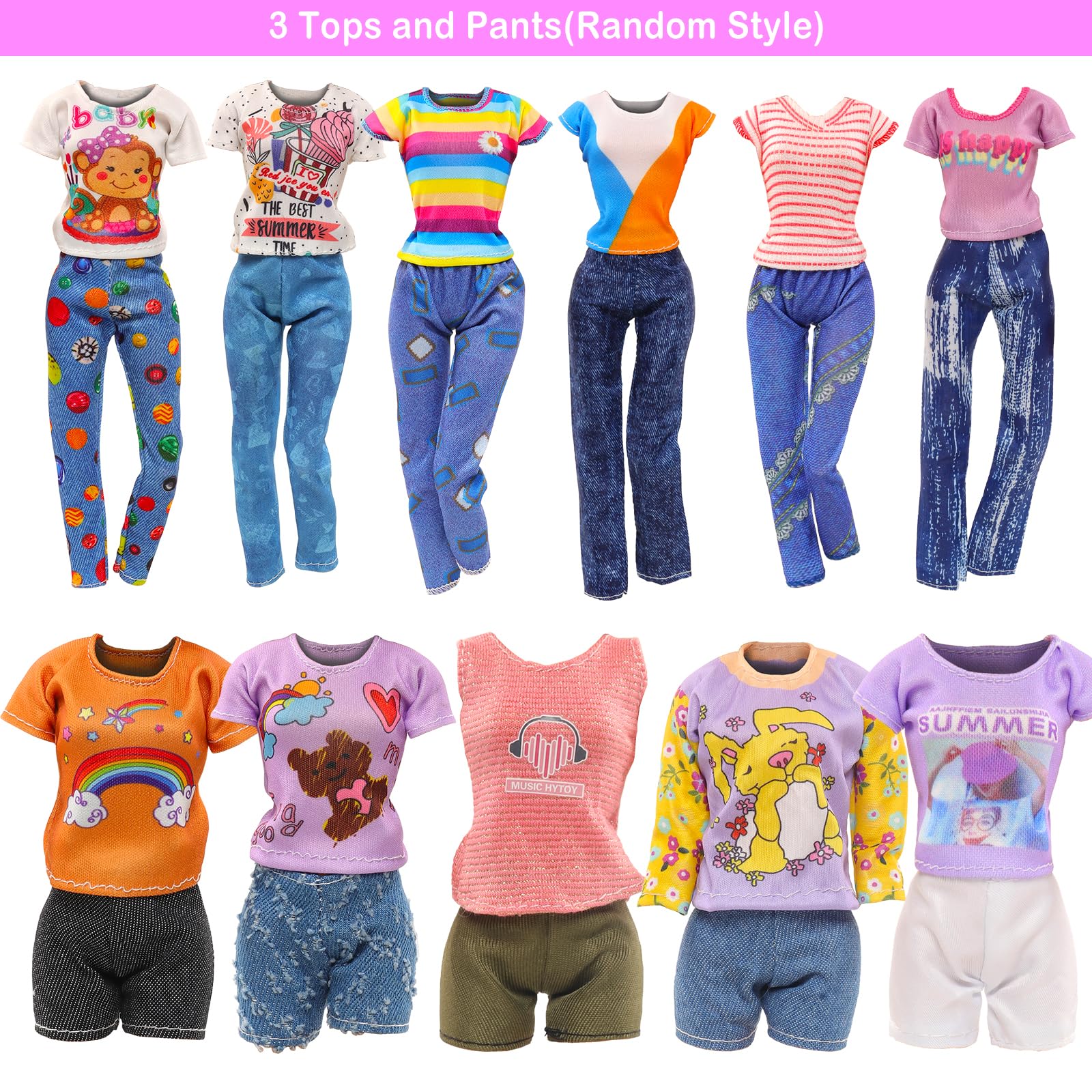 Miunana 15 Kleidung für Puppen = 9 Fashion Kleider 3 Tops 3 Hosen für 11,5 Zoll Mädchen Puppen Geschenk - Image 7