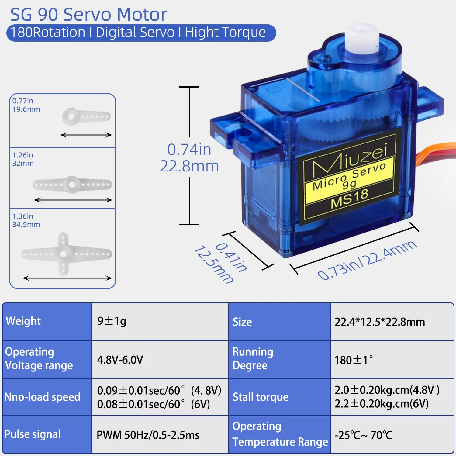 Miuzei 9G Micro Servo Motor für RC Robot Arm/Hand/Gehen Hubschrauber Boot Flugzeug Helikopter Auto Fahrzeugmodelle Steuerung mit Kabel, Mini Modellbau für Arduino (10 *Blau) - Image 6