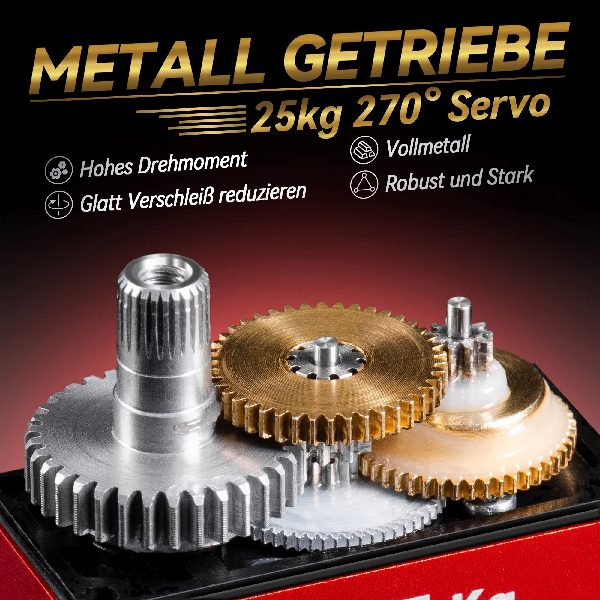 Miuzei Digital Servo 25kg Lenkservo Wasserdicht High Torque Metallgetrieb 270 Grad Servo+motor für mini Rc Auto 1/8 1/10 1/12 Robot Plane Boot mit 25T Horn Servokabel Schrauben 2 Stück - Image 6