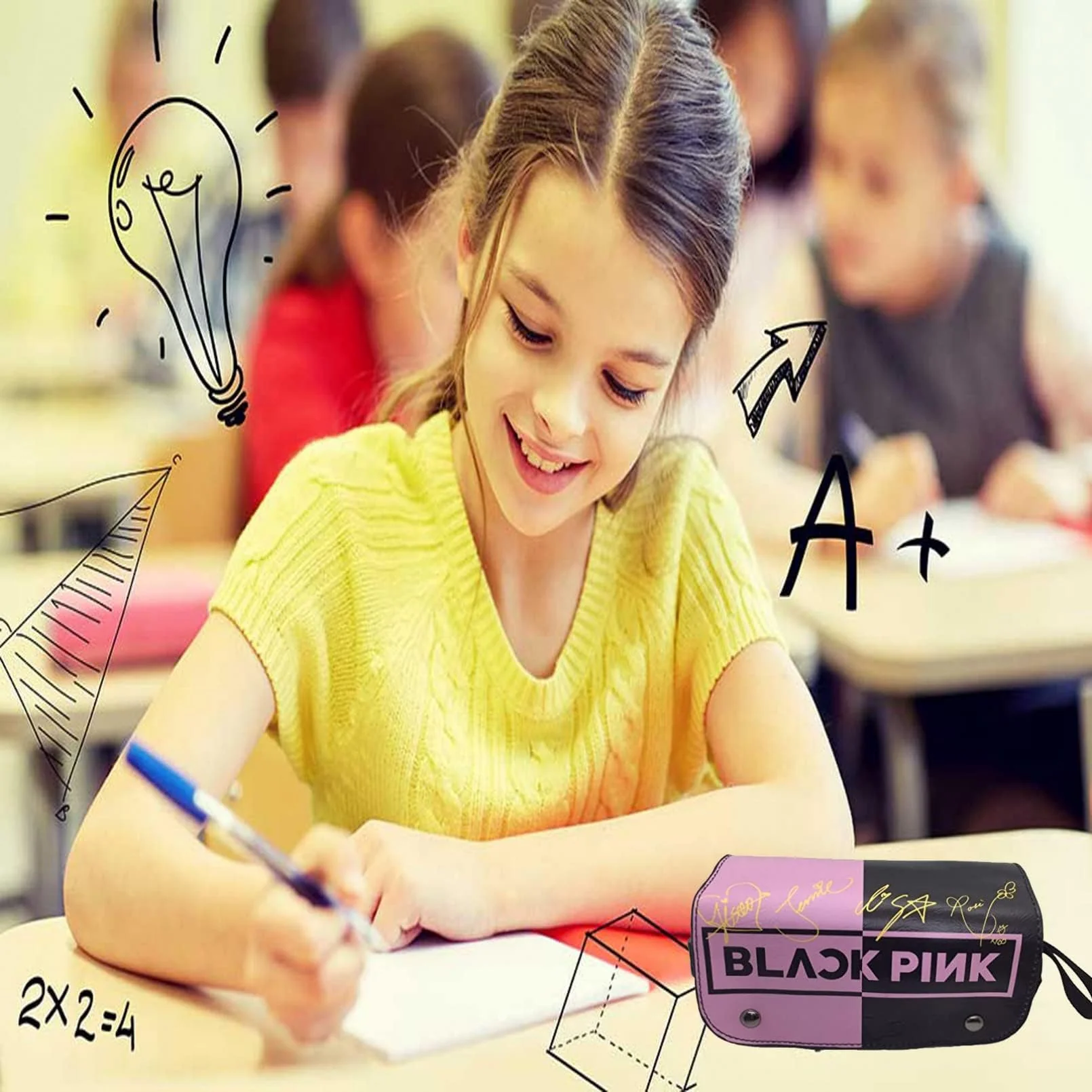 MKDLB Blackpink Federmäppchen, große Kapazität federmappe,Canvas Exquisite Beautiful mäppchen,Pencil Case, federtasche, mit Mehreren Fächern für Jungen, Mädchen, Studenten und Bürobedarf (A) - Image 4