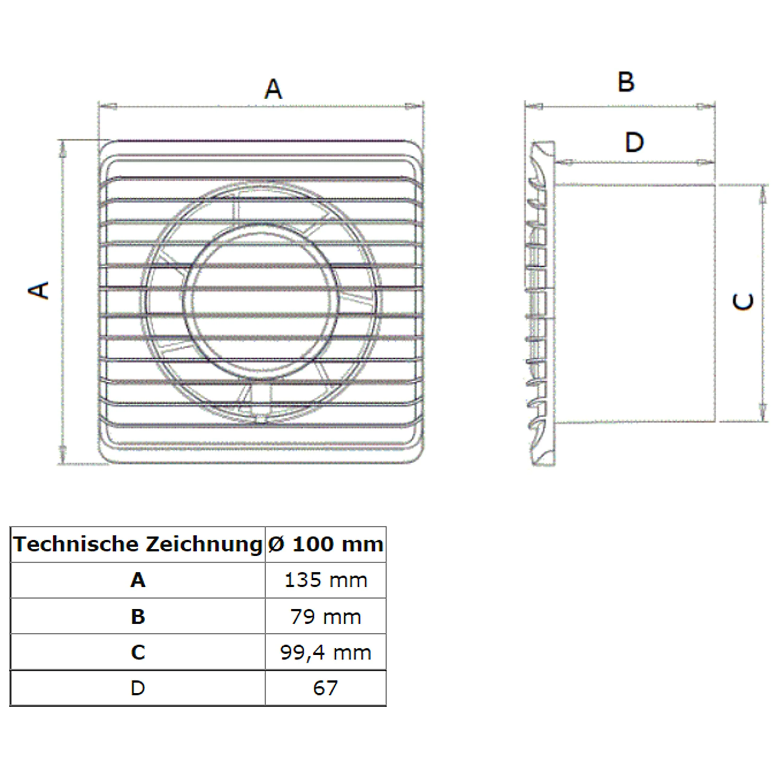 MKK Badlüfter Wohnraumlüfter Ø100 Leiser Betreib Standard IPX2 8 Watt Zuluft Abluft Weiß - Image 3