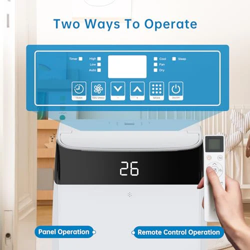 Mobile Klimaanlage 12000 BTU, leise, 4-in-1: Kühlung, Belüftung, Entfeuchtung, Follow-Me-Funktion, für 43-51 m², Digitalanzeige, Fernbedienung, 24-Stunden-Timer, Energieklasse A - Image 8