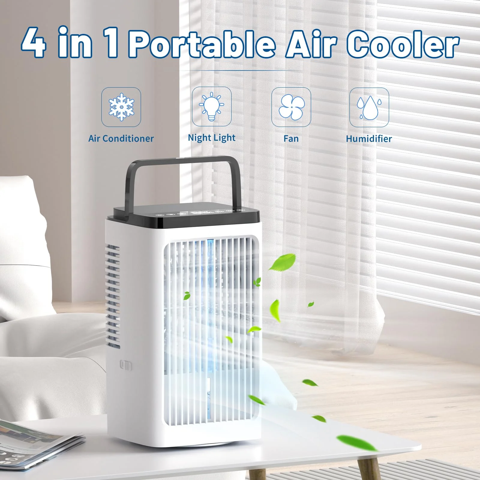 Mobile Klimaanlage, 1500ML-Ventilator, 4 Geschwindigkeiten, 7-farbige LED-Beleuchtung, 2 Sprühfunktionen und 1-8-Stunden-Timer – ideal für Schlafzimmer und Büros - Image 6