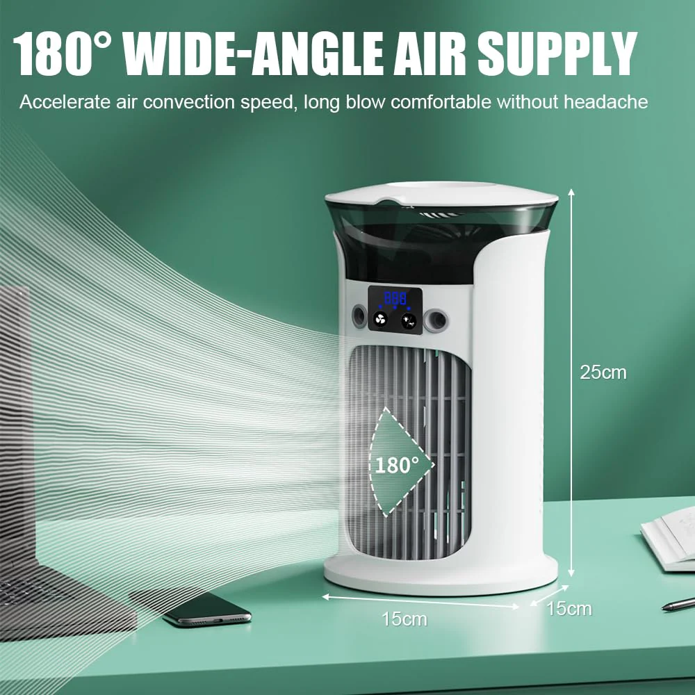 Mobile Klimaanlage Mini Klimagerät, Luftkühler Kleine Klimaanlage Mobil für Zimmer, Air Conditioner Portable, Mobile Klimagerät ohne Abluftschlauch Leise (Weiß) - Image 2