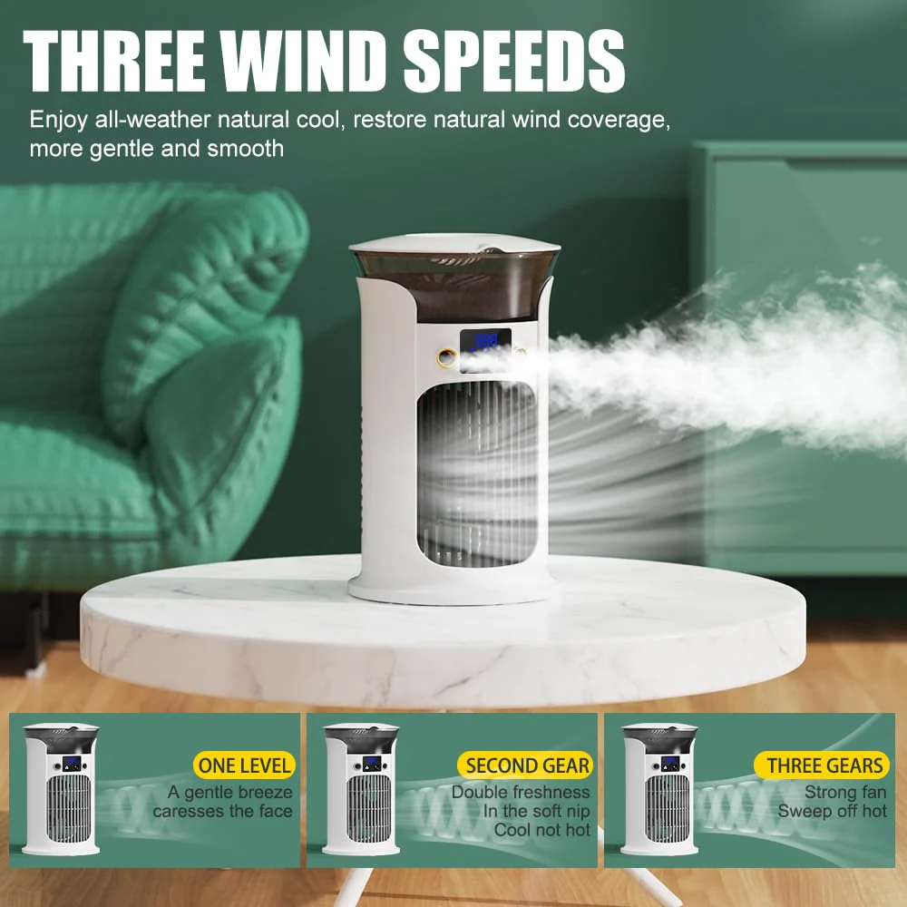 Mobile Klimaanlage Mini Klimagerät, Luftkühler Kleine Klimaanlage Mobil für Zimmer, Air Conditioner Portable, Mobile Klimagerät ohne Abluftschlauch Leise (Weiß) - Image 3