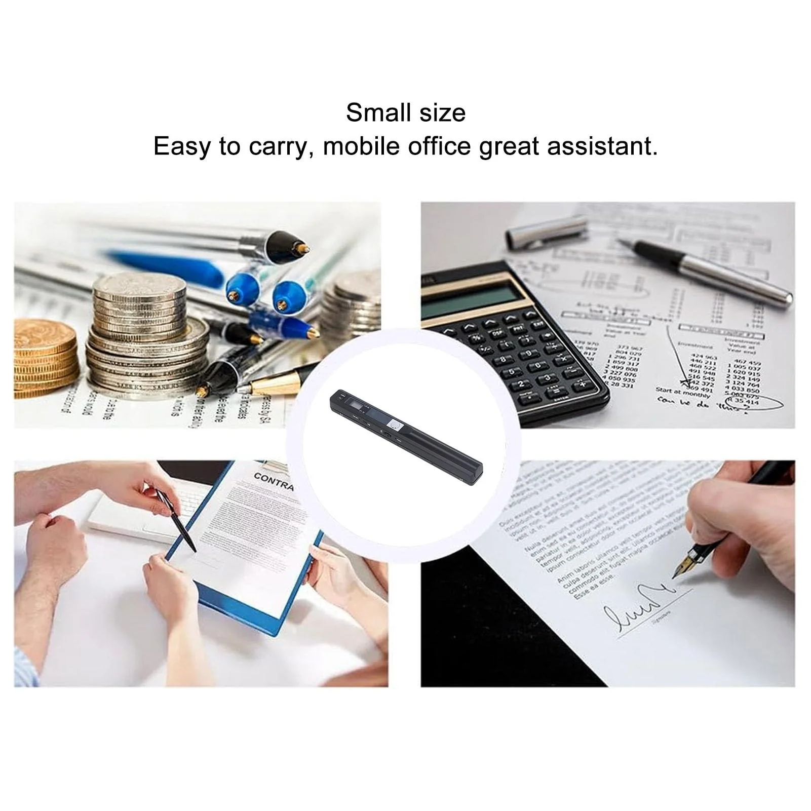 Mobiler Scanner, Tragbarer 8,27 Zoll Handscanner Dokumentenscanner für Unternehmen, Fotos, Bilder, Quittungen, Bücher, Fotoscanner für A4 Dokumente, JPG/PDF Format, BIS zu 900 DPI (Schwarz) - Image 3