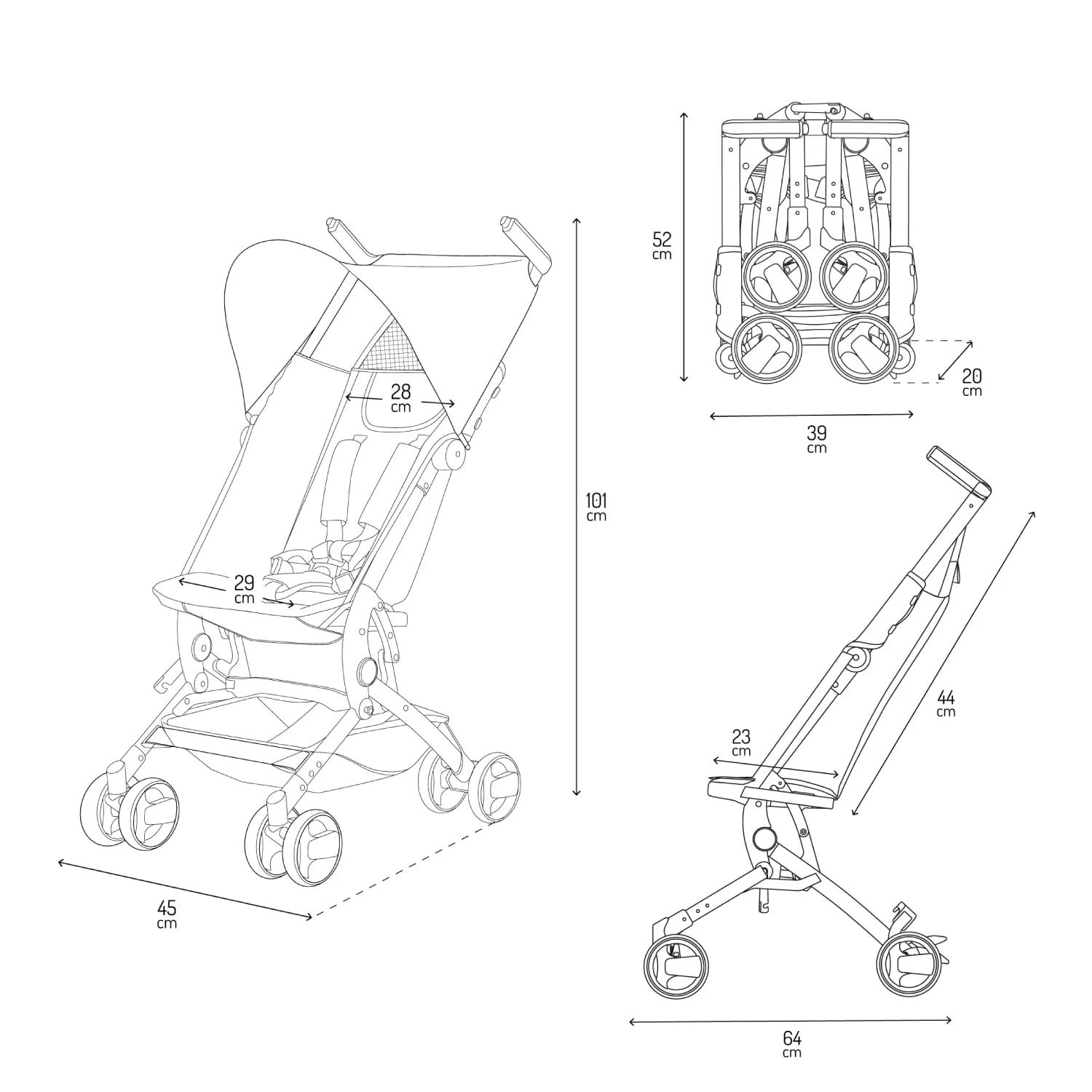 MoMi GRACE leichter Kinderwagen ab 6 Monaten kompakt Buggy mit einem Rucksack zum Tragen passt als Handgepäck faltbarer Reisebuggy 5-Punkt-Gurt - Image 11