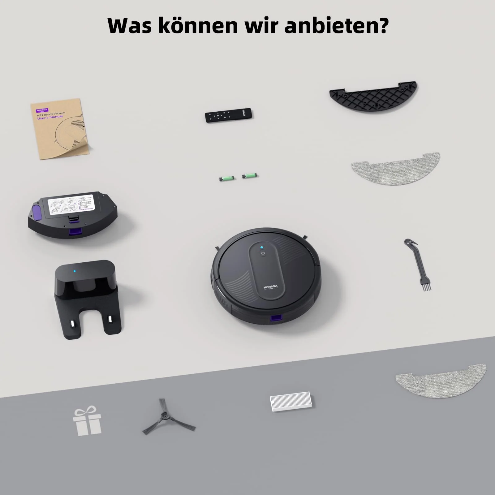 MONSGA Saugroboter mit Wischfunktion 3 in 1, Staubsauger Roboter 3000PA, Saugroboter mit 2 Bürsten, Selbstaufladend, WiFi, 140Mins, Ideal für Tierhaare, Teppich, Hartboden (Schwarz) - Image 2